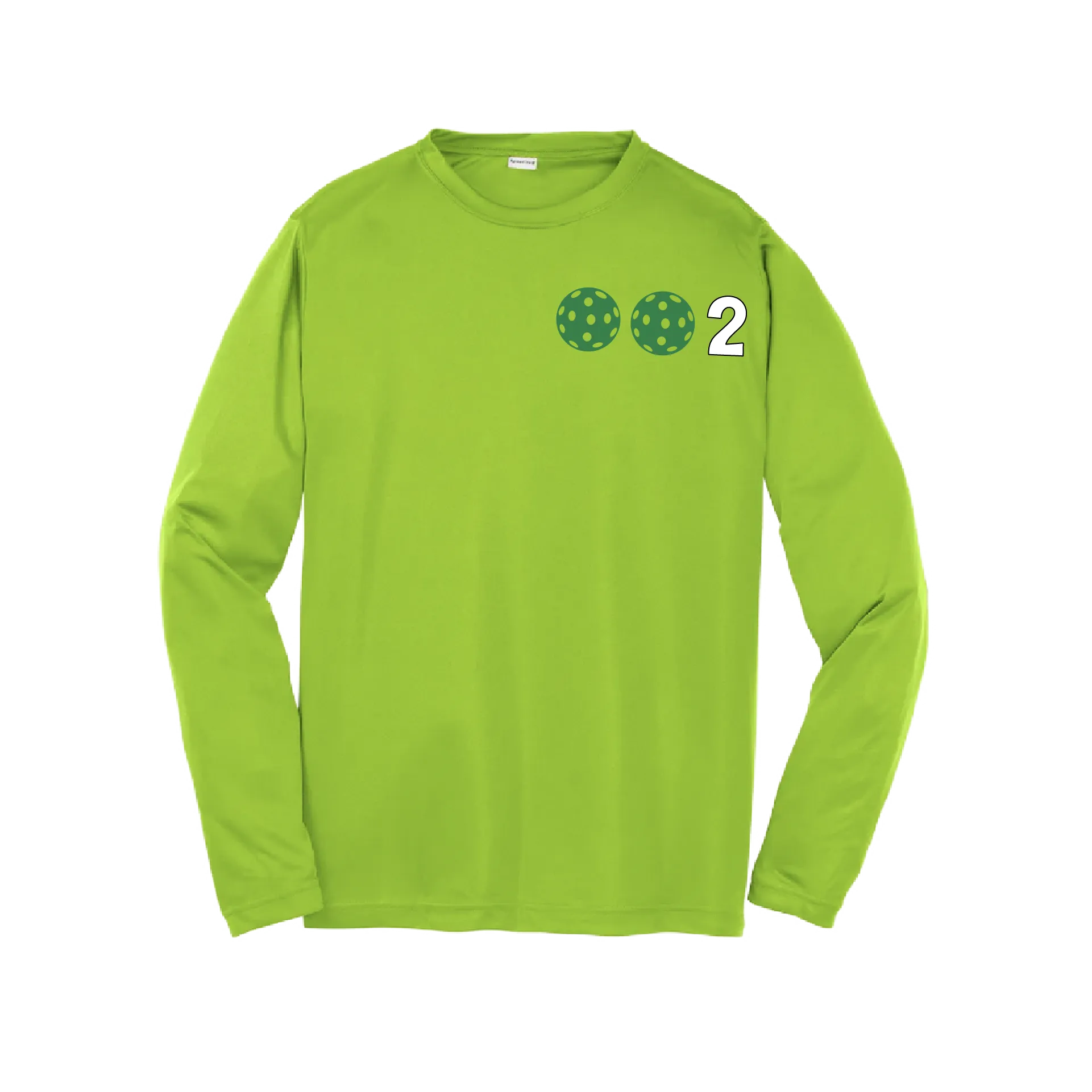 002 Pickleball (Colors Yellow Green White) | Youth Long Sleeve Athletic Shirt | 100% Polyester