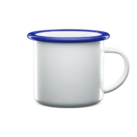 12 oz  Fine SS Enamel Cup - Blue Rim