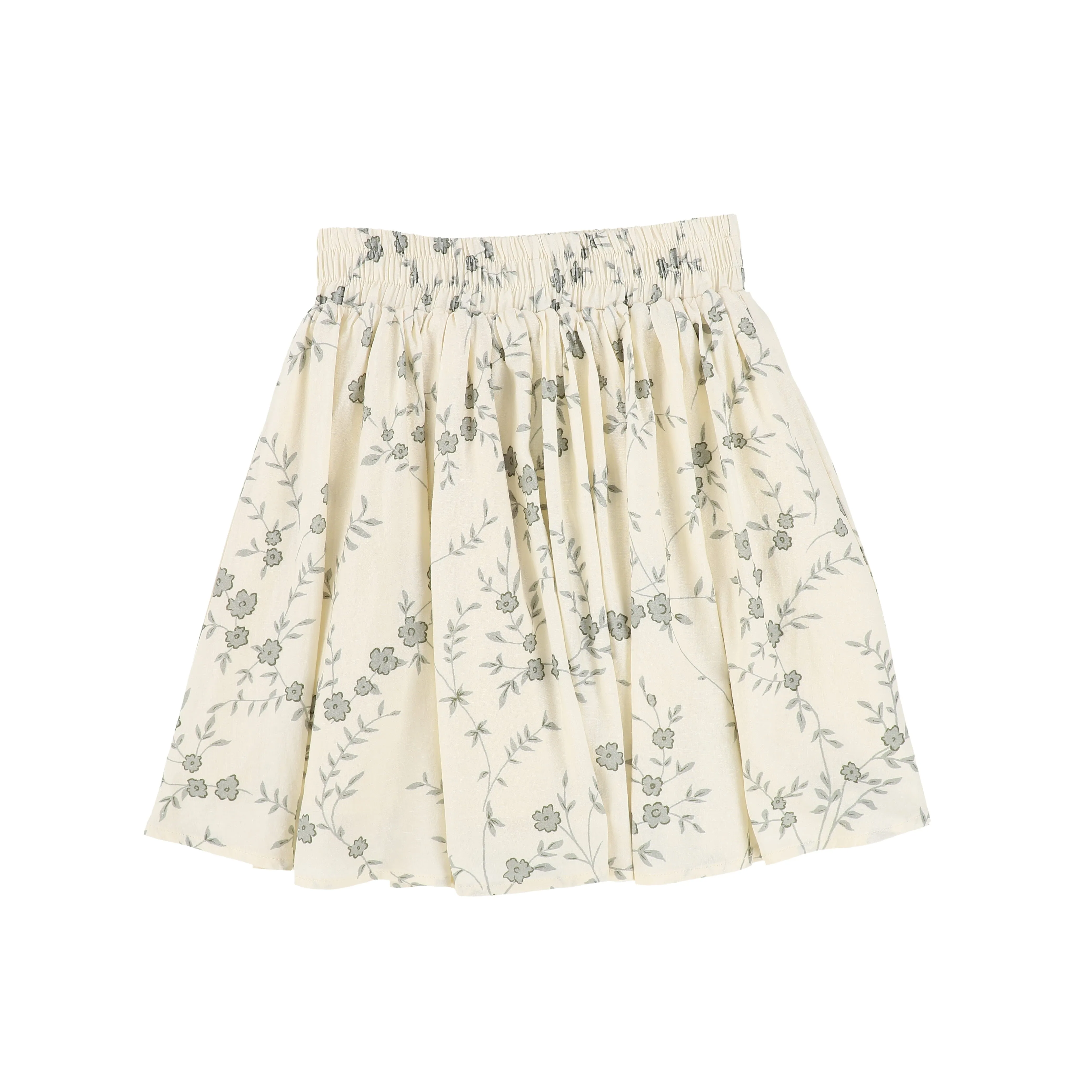 BAMBOO GREY FLORAL LINEN FLARE SKIRT [Final Sale]