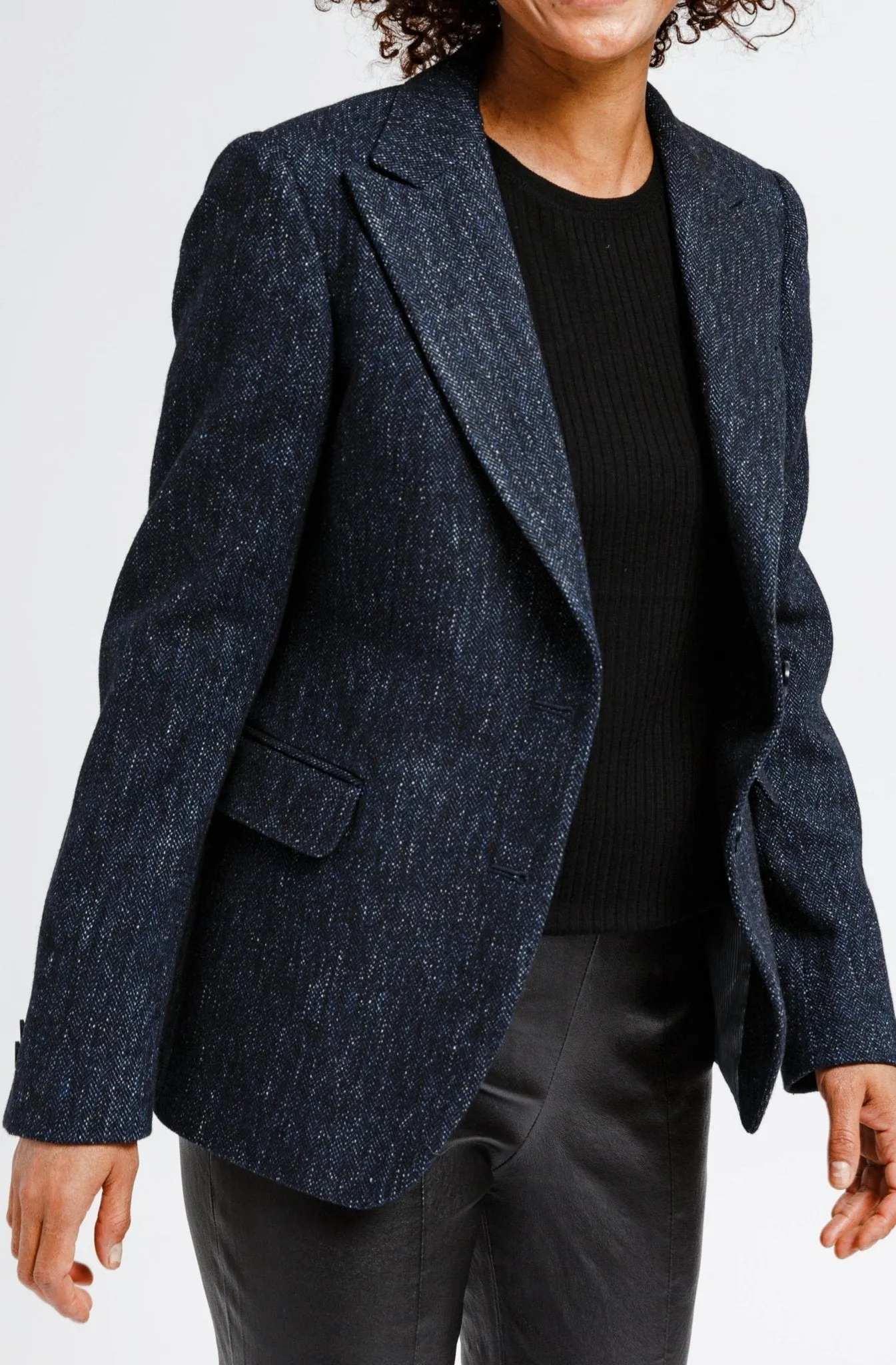 BIANCA BUTTON BLAZER IN ITALIAN WOVEN WOOL