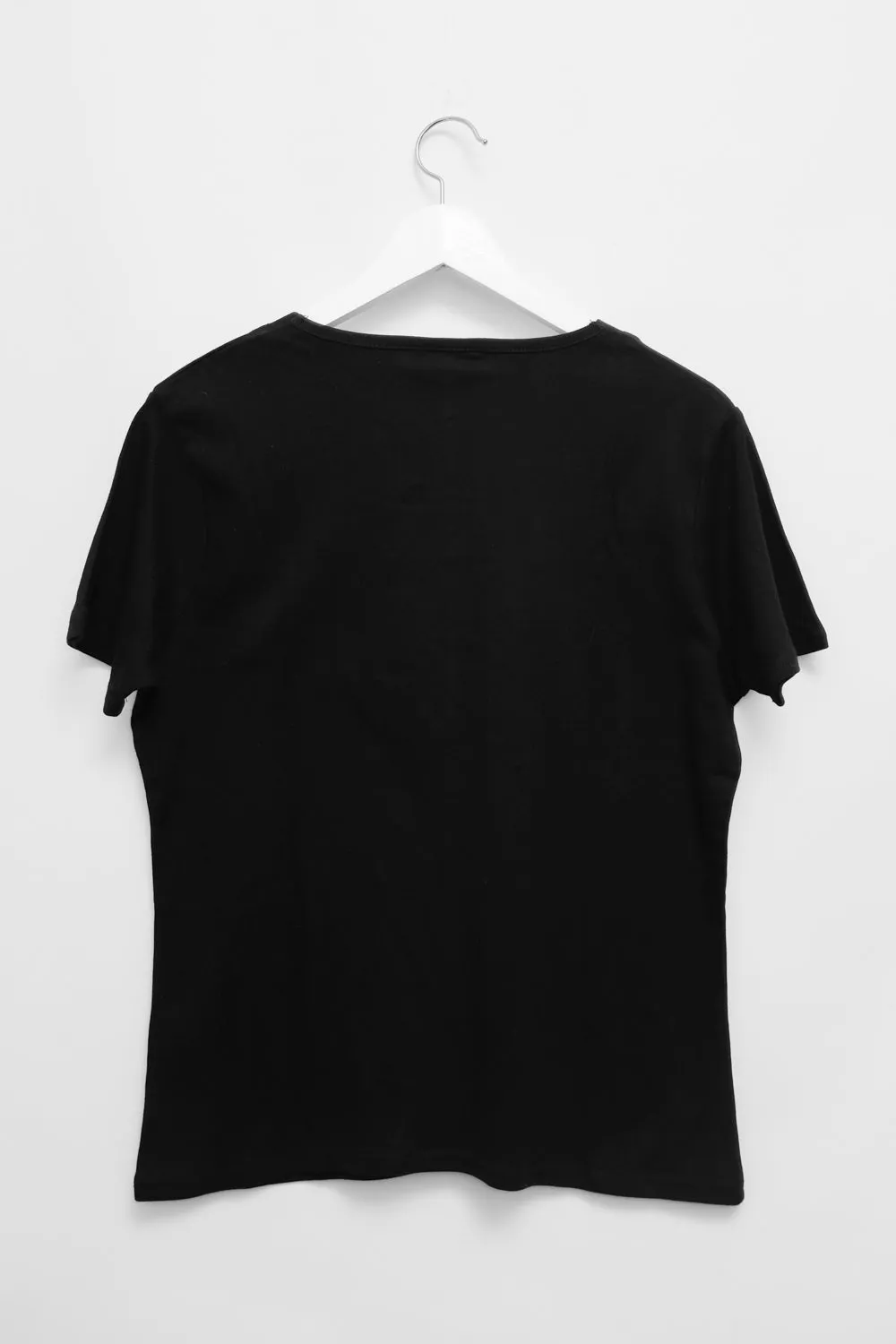 BLACK COTTON SQUARE CUTOUT TEE