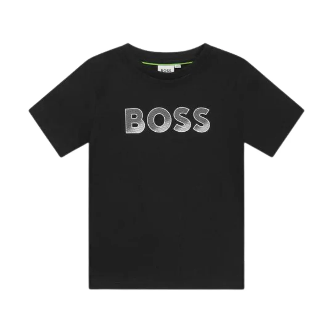 Boss T-Shirt Ombre Grey Logo Black