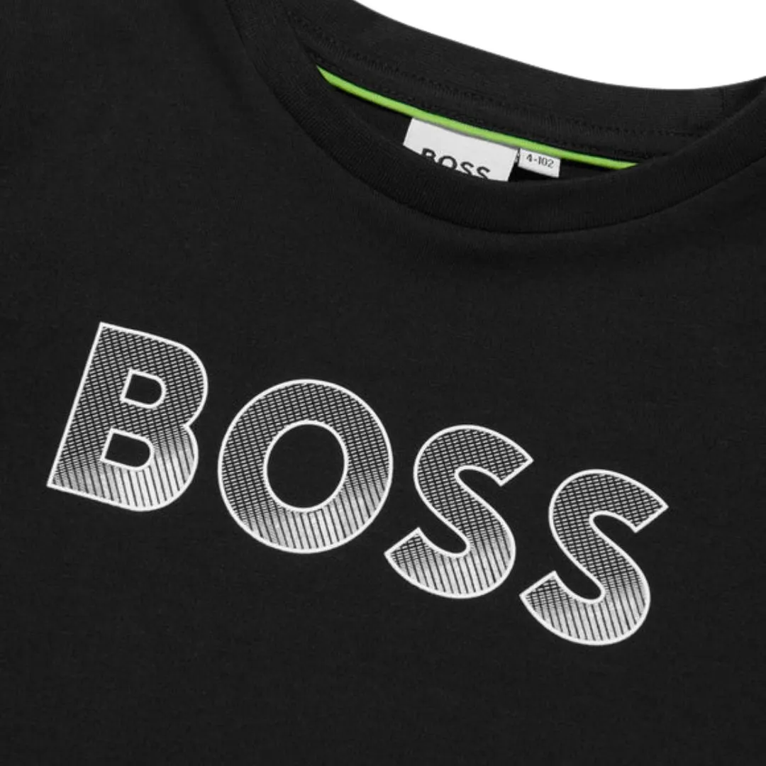 Boss T-Shirt Ombre Grey Logo Black