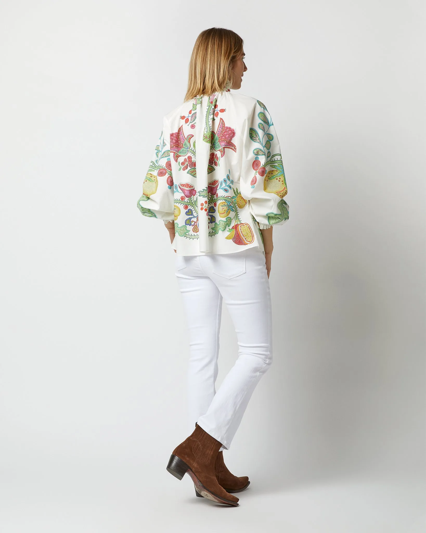 Cerere Blouse in Grenadilla Off White Cotton Popeline