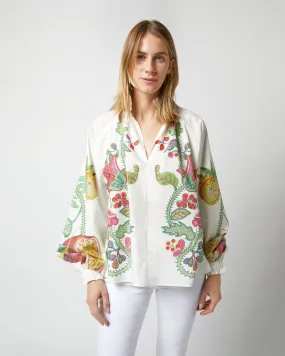 Cerere Blouse in Grenadilla Off White Cotton Popeline