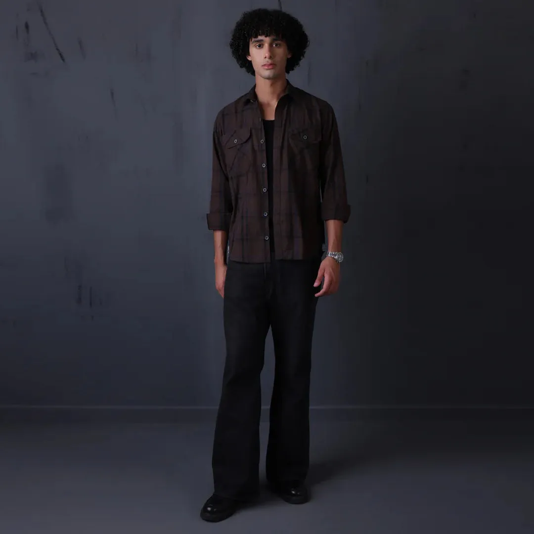 Check Regular Fit Cotton Shirt - Brown