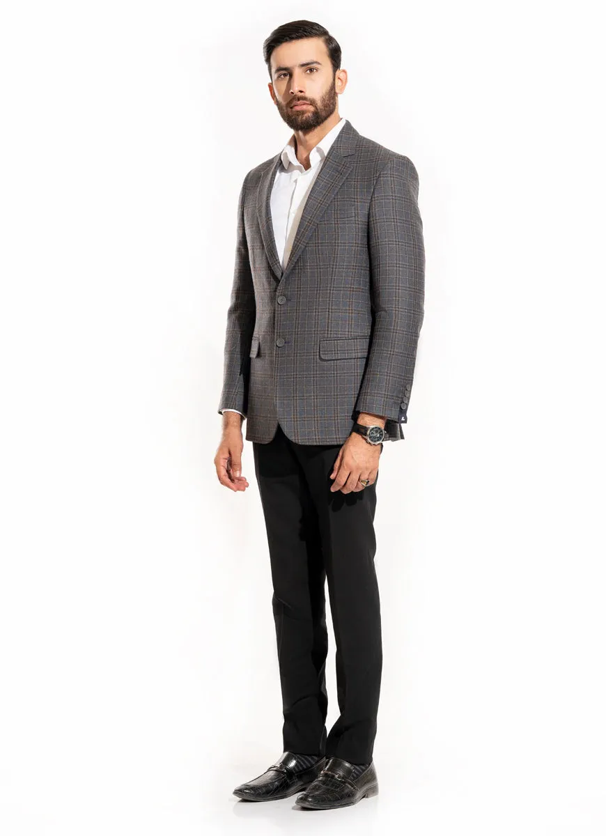 Checks Grey, Worsted Tweed, Wool Rich, Classic Blazer