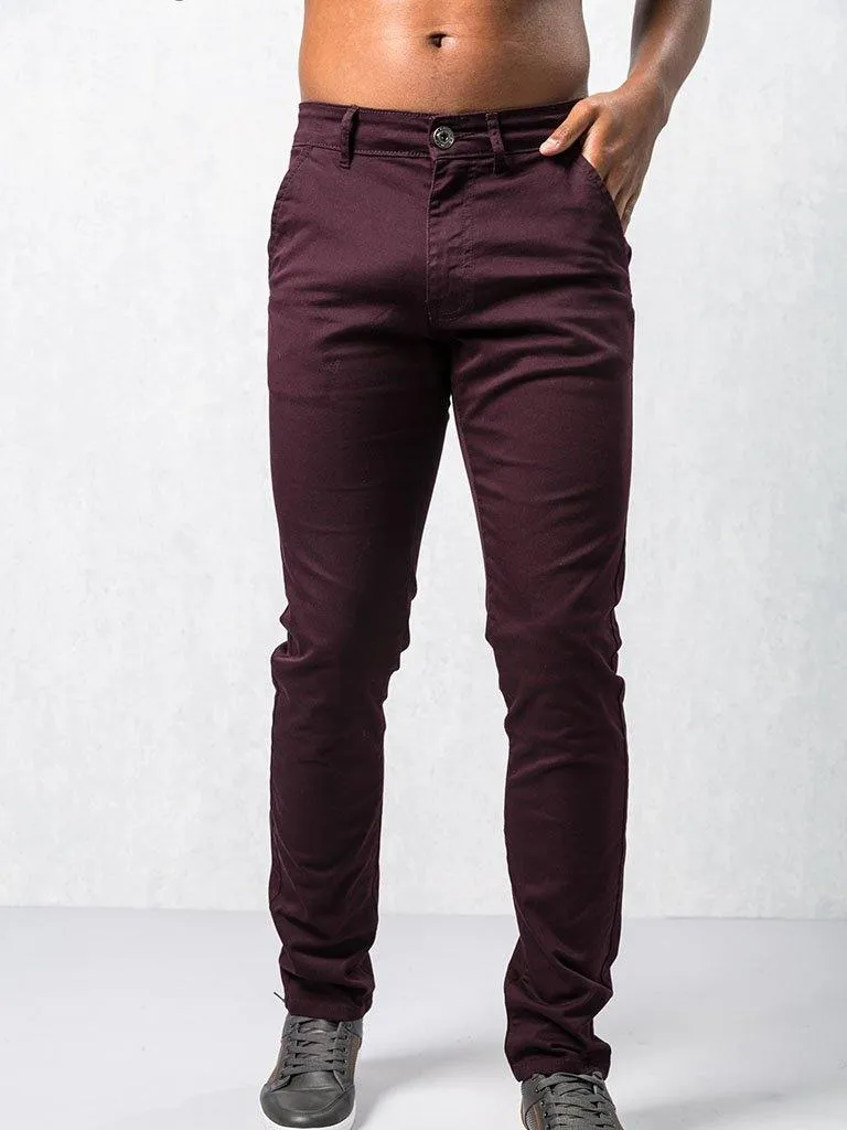 EZ348 Burgundy Chinos