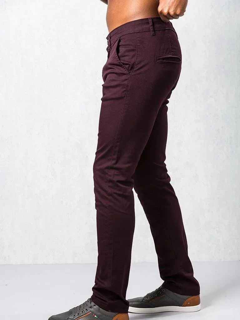 EZ348 Burgundy Chinos