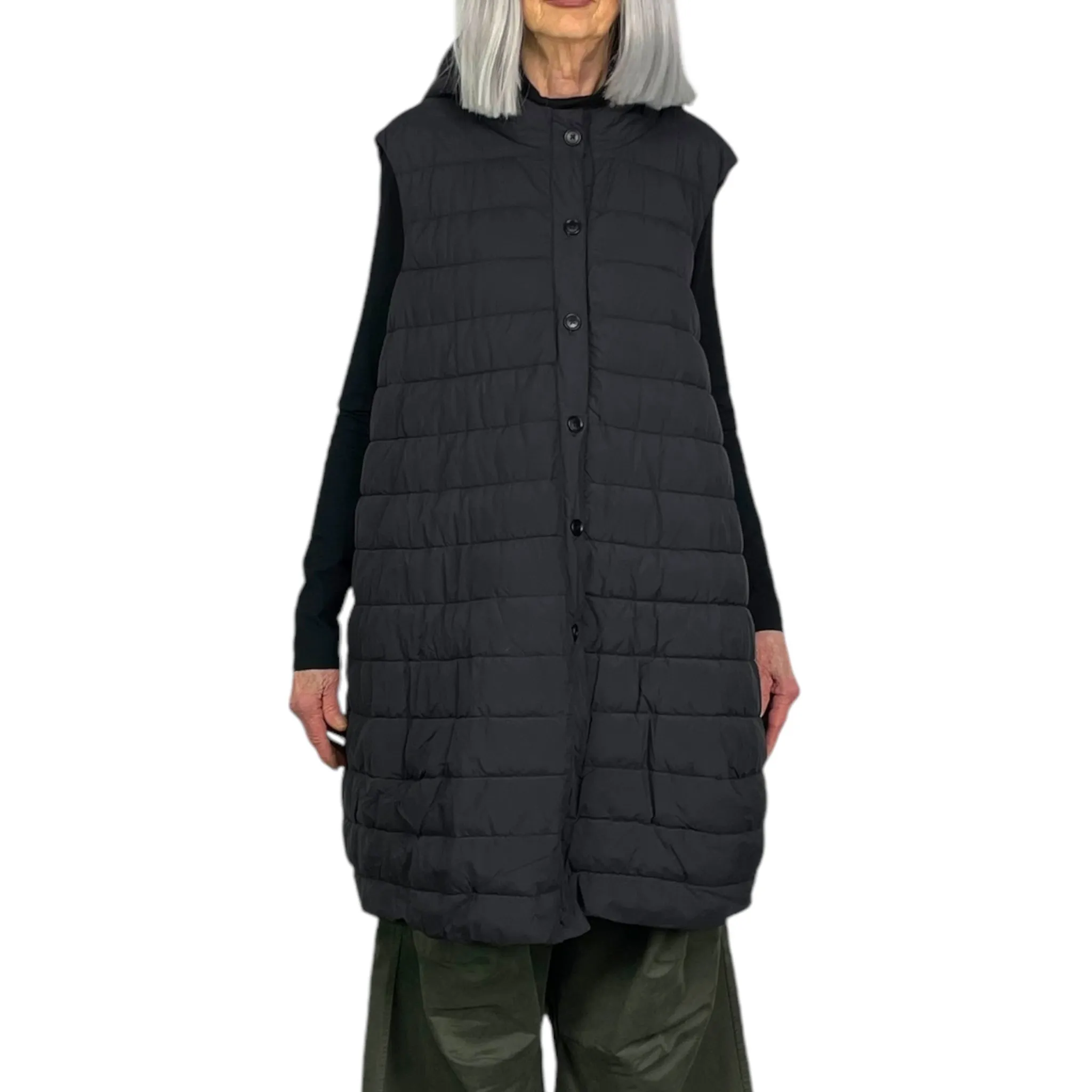 HOODED COAT W/QUILTED VEST