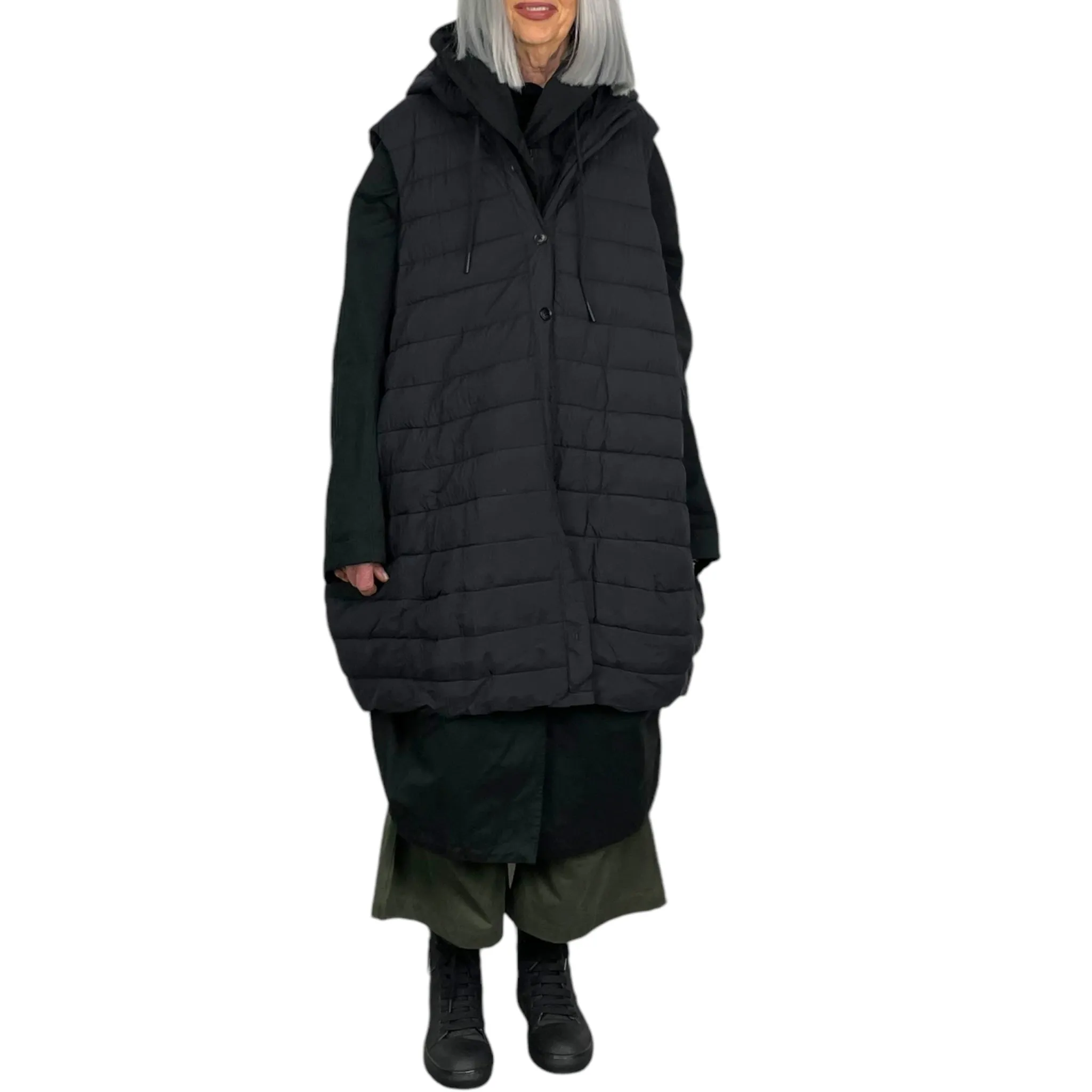 HOODED COAT W/QUILTED VEST