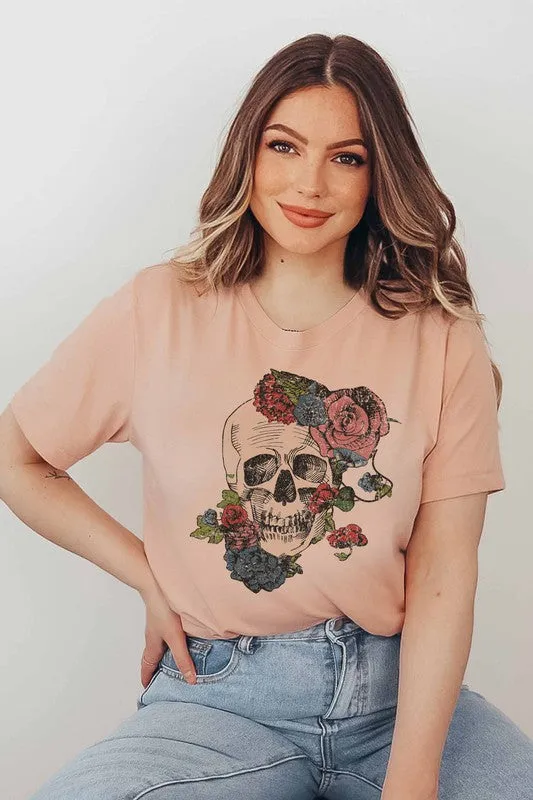 HORROR FALL FLOWERS GRAPHIC TEE