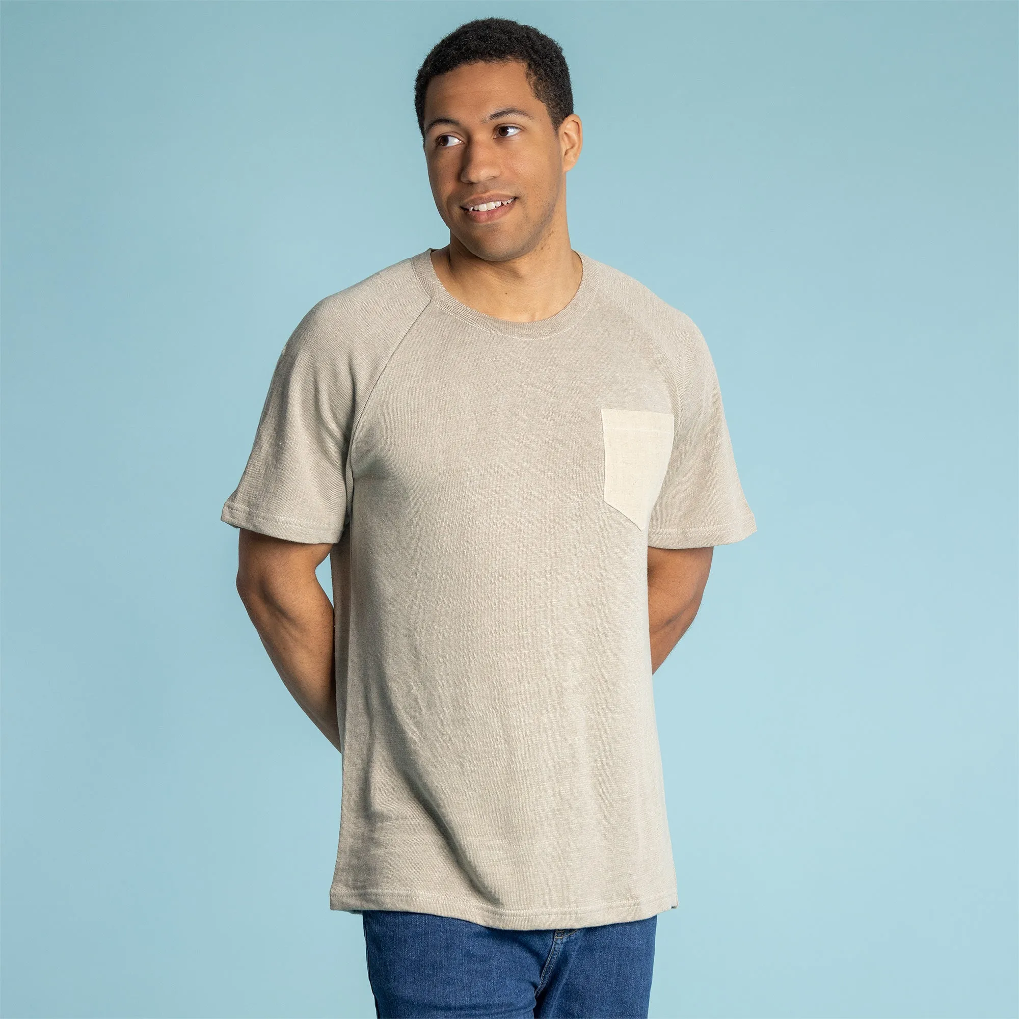 HUDSON 100% Organic Hemp Raglan Unisex T-Shirt With Pocket (Plastic-free)