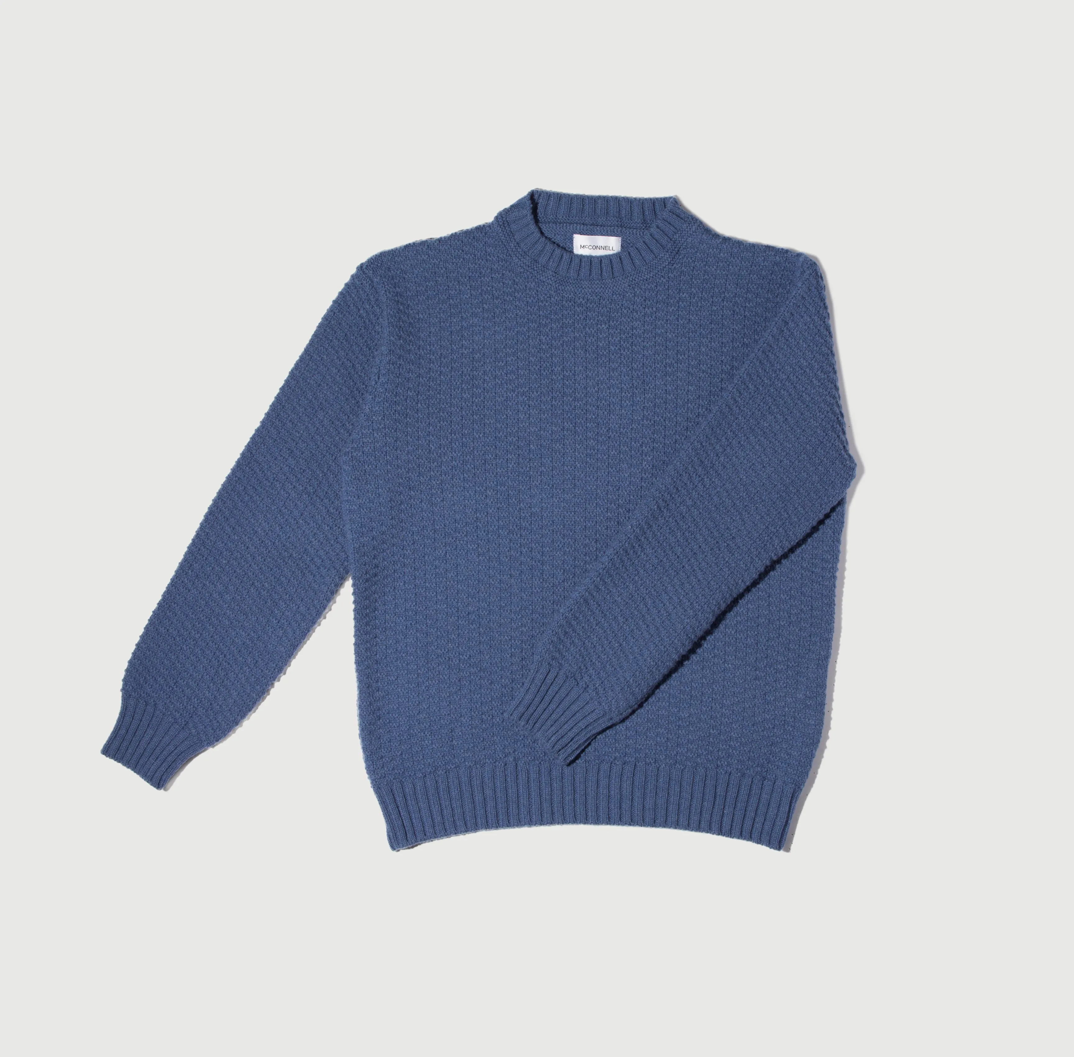 Irish - Textured Crewneck Sweater - Denim