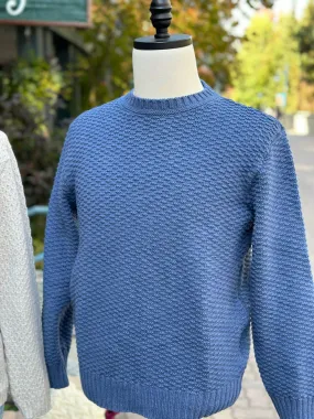 Irish - Textured Crewneck Sweater - Denim