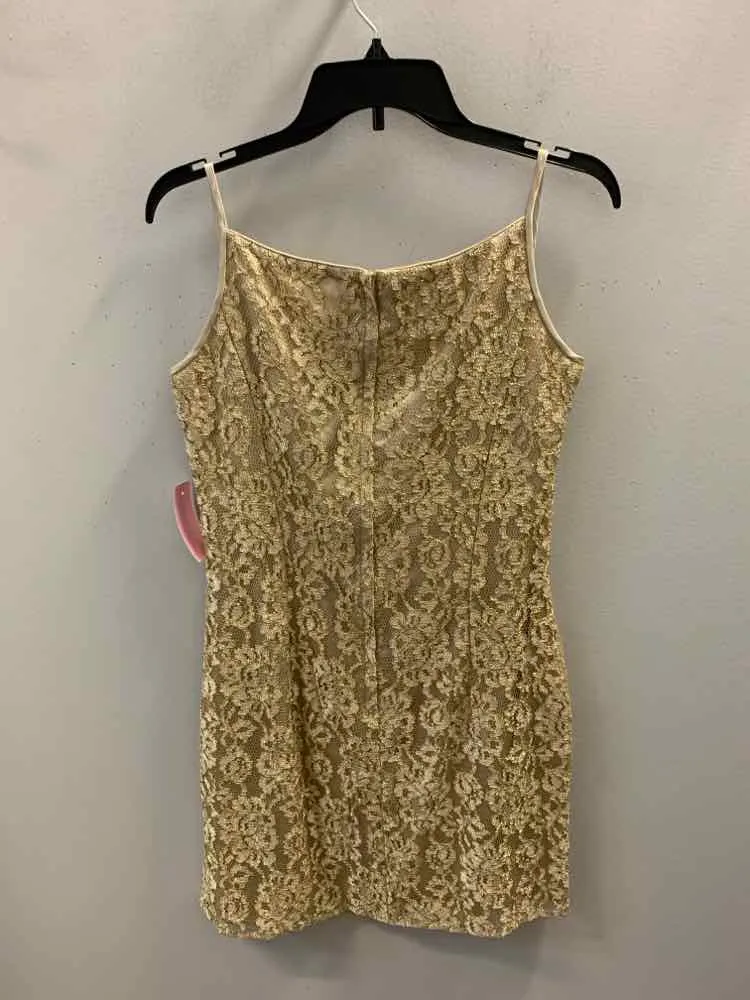 JESSICA MCLINTOCK Dresses and Skirts Size 9/10 Gold Lace SPAGHETTI STRAP Dress