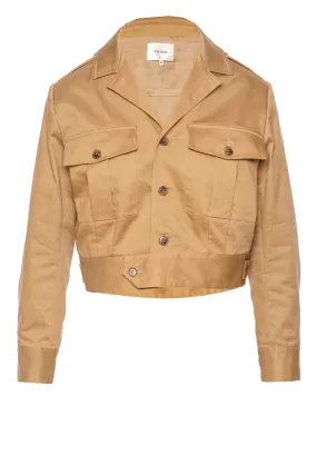 Womens Stylish Khaki Tan Utility Cropped Jacket