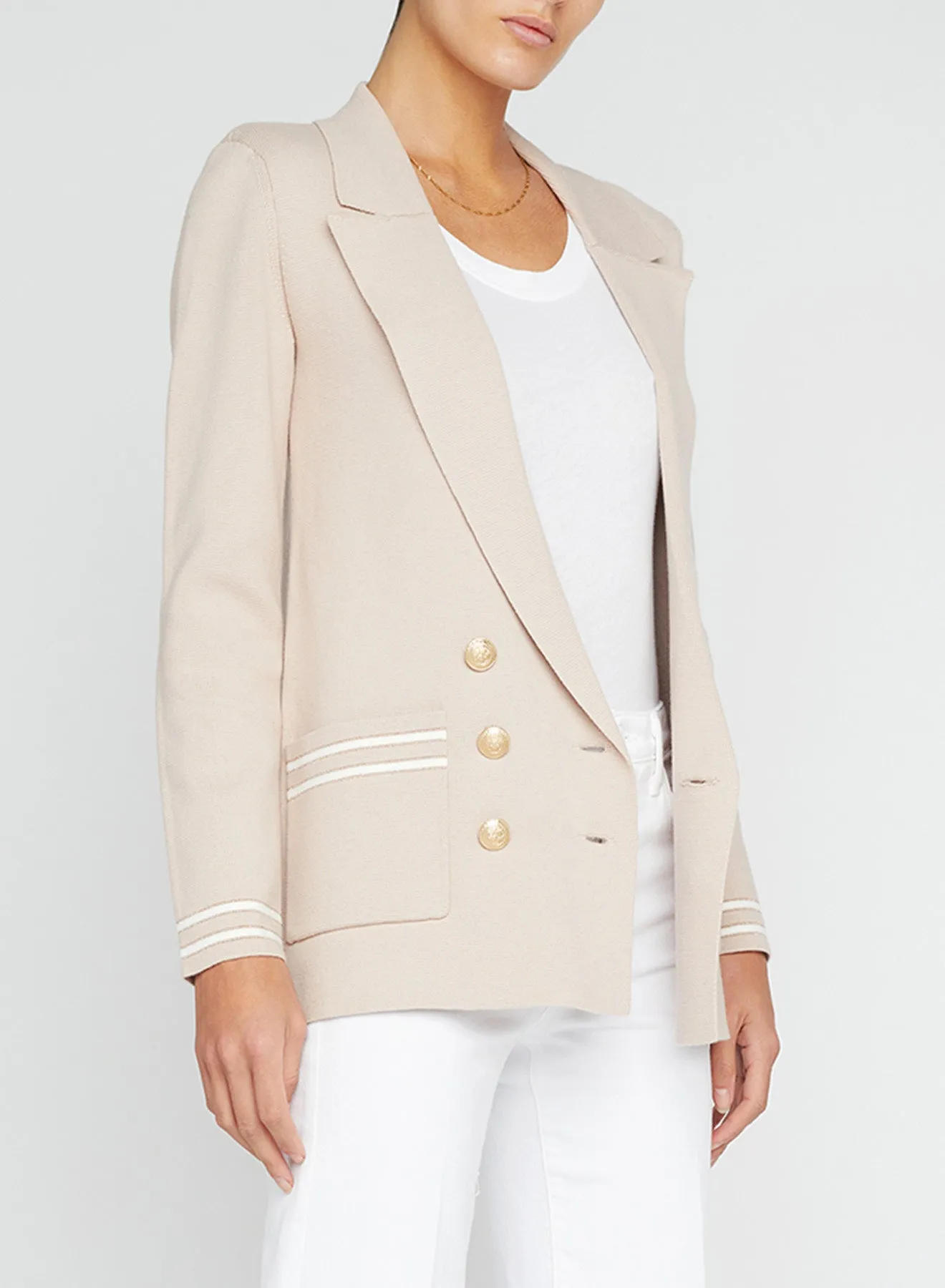 L'agence Eileen Boyfriend Knit Blazer in Ash Rose/Ivory