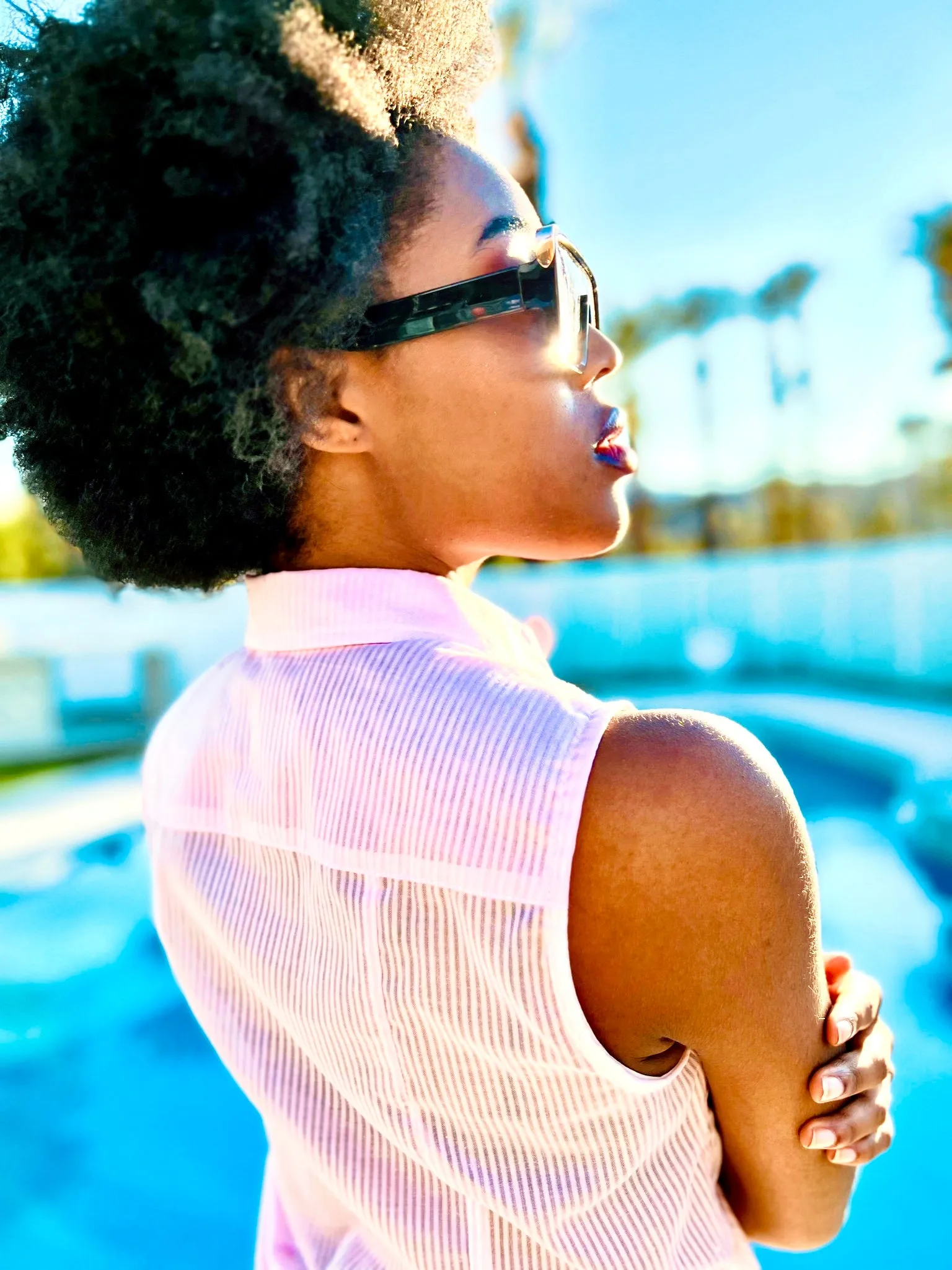 light pink burnout blouse SVS