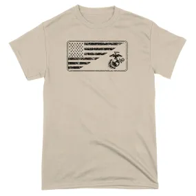 Marines EGA & Split U.S. Flag Sand Tee