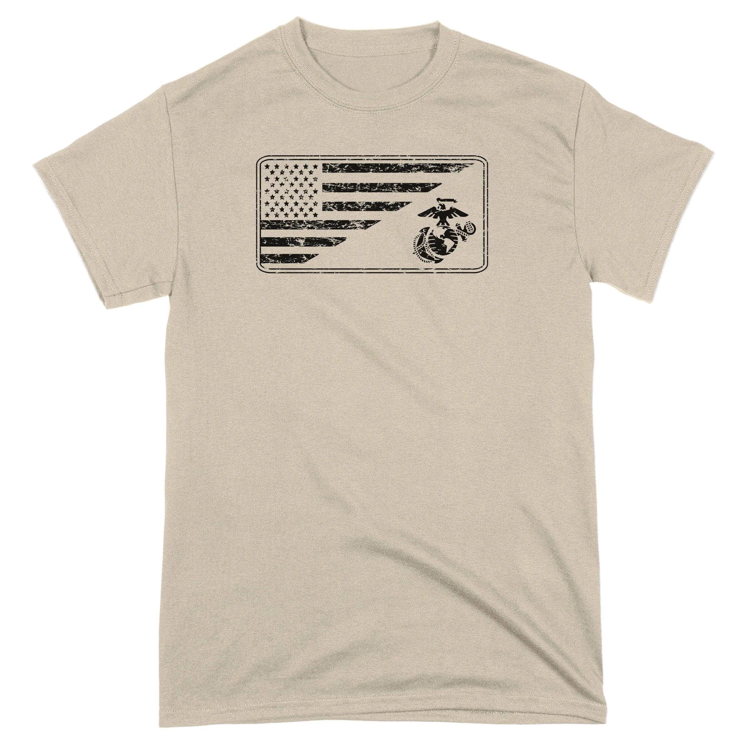 Marines EGA & Split U.S. Flag Sand Tee