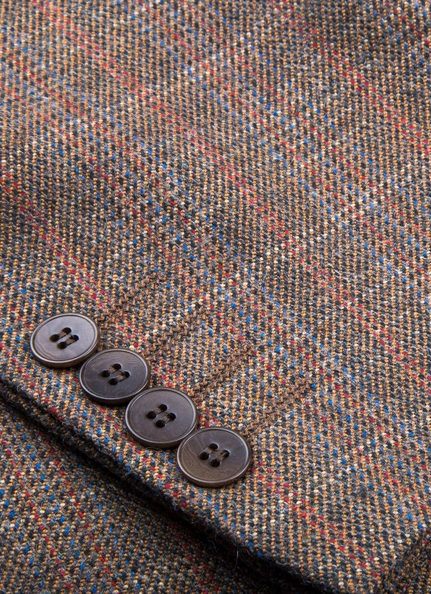 Mocha Brown Checks, Worsted Tweed, Wool Rich, Classic Blazer