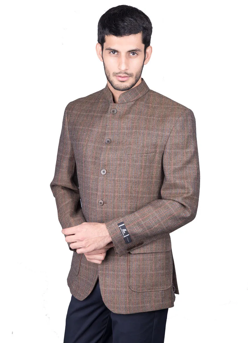 Mocha Brown Checks, Worsted Tweed, Wool Rich, Classic Blazer