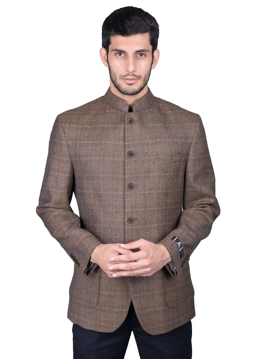 Mocha Brown Checks, Worsted Tweed, Wool Rich, Classic Blazer