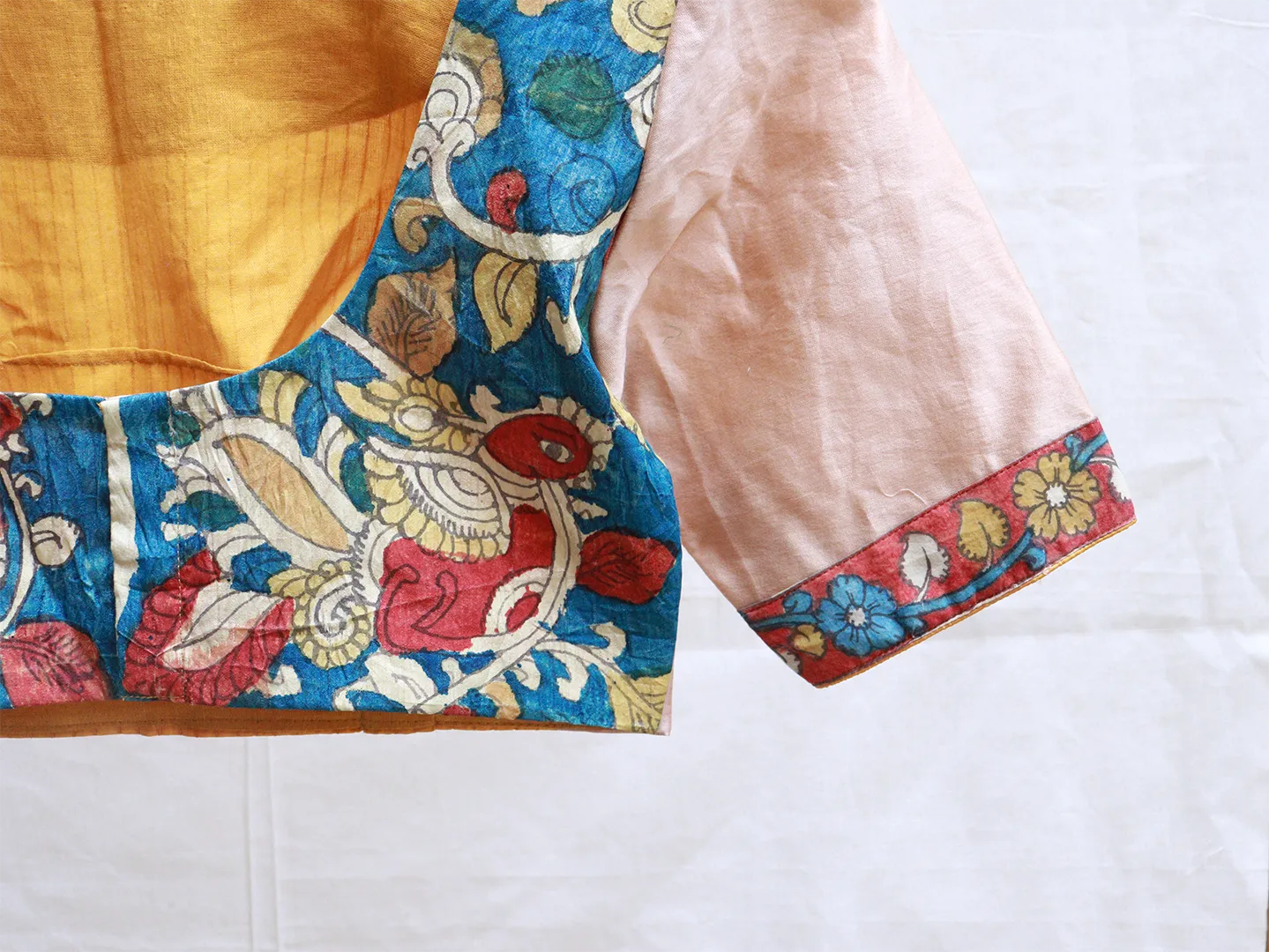 Mustard Karnataka silk, Hand embroidery blouse