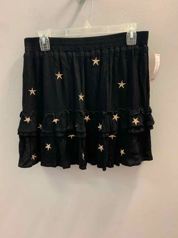 NWT STORIA Dresses and Skirts Size L BLK/GOLD STARS MINI Skirt