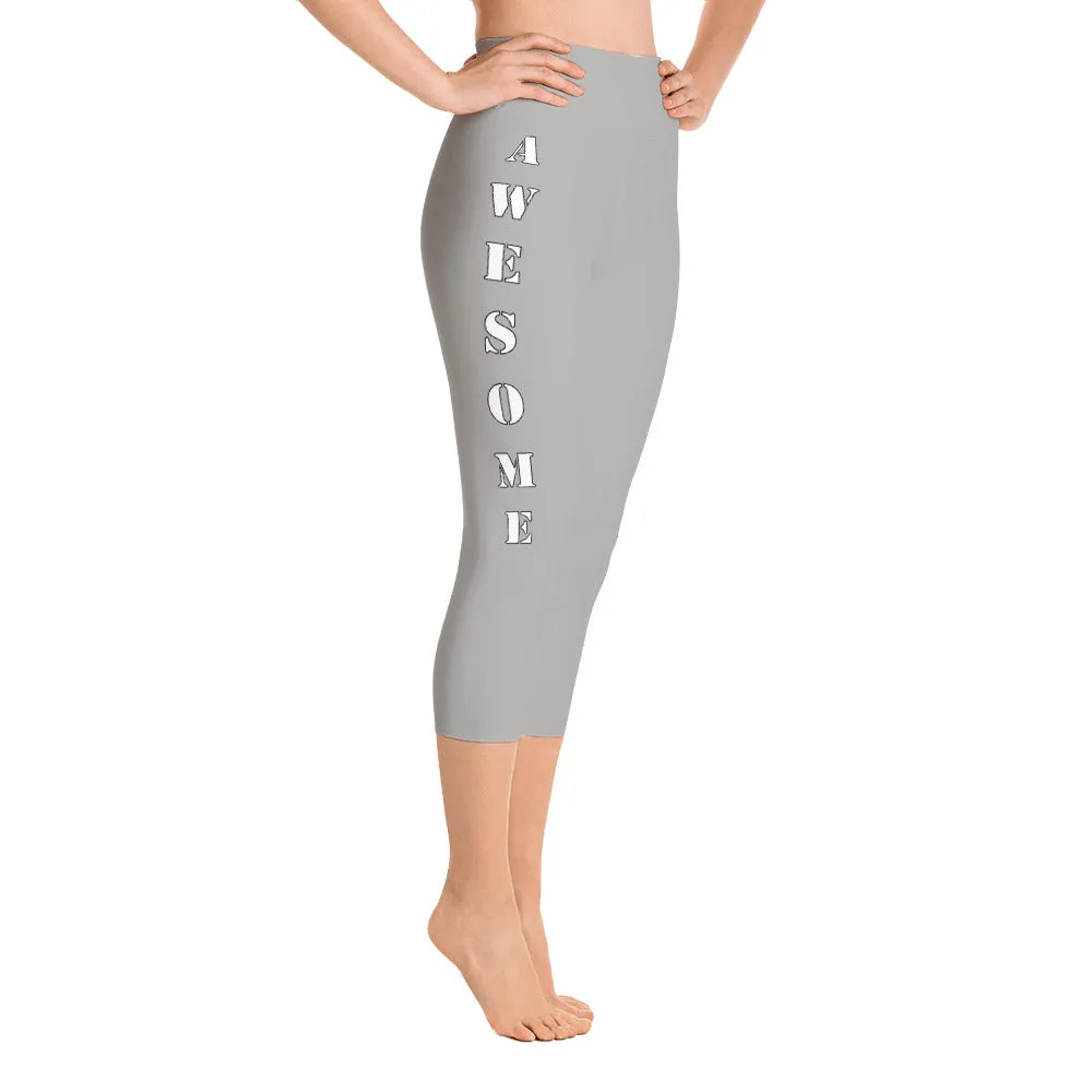 Our best viral leggings gray awesome goddess white letters