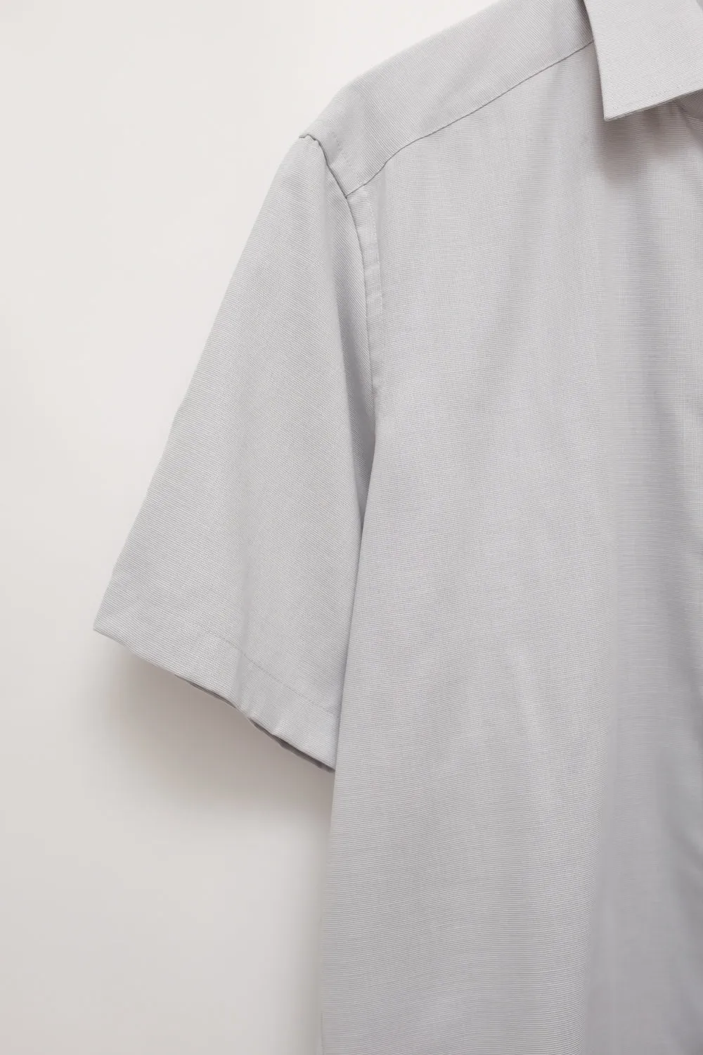 PALE GREY COTTON SHORT ARM OVERSHIRT