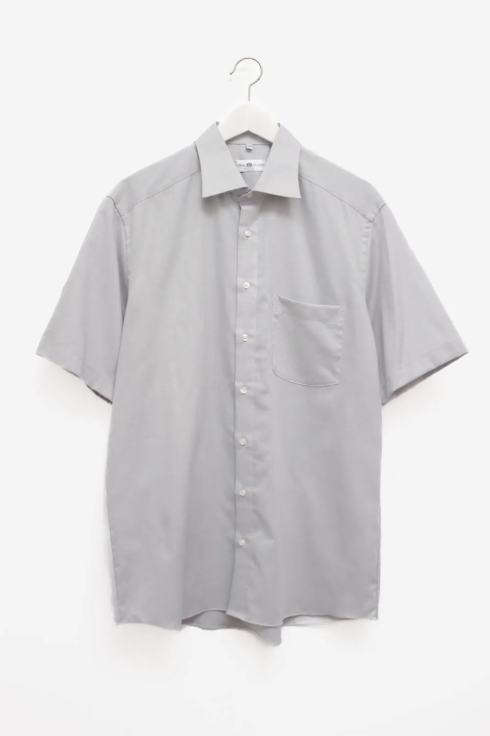 PALE GREY COTTON SHORT ARM OVERSHIRT