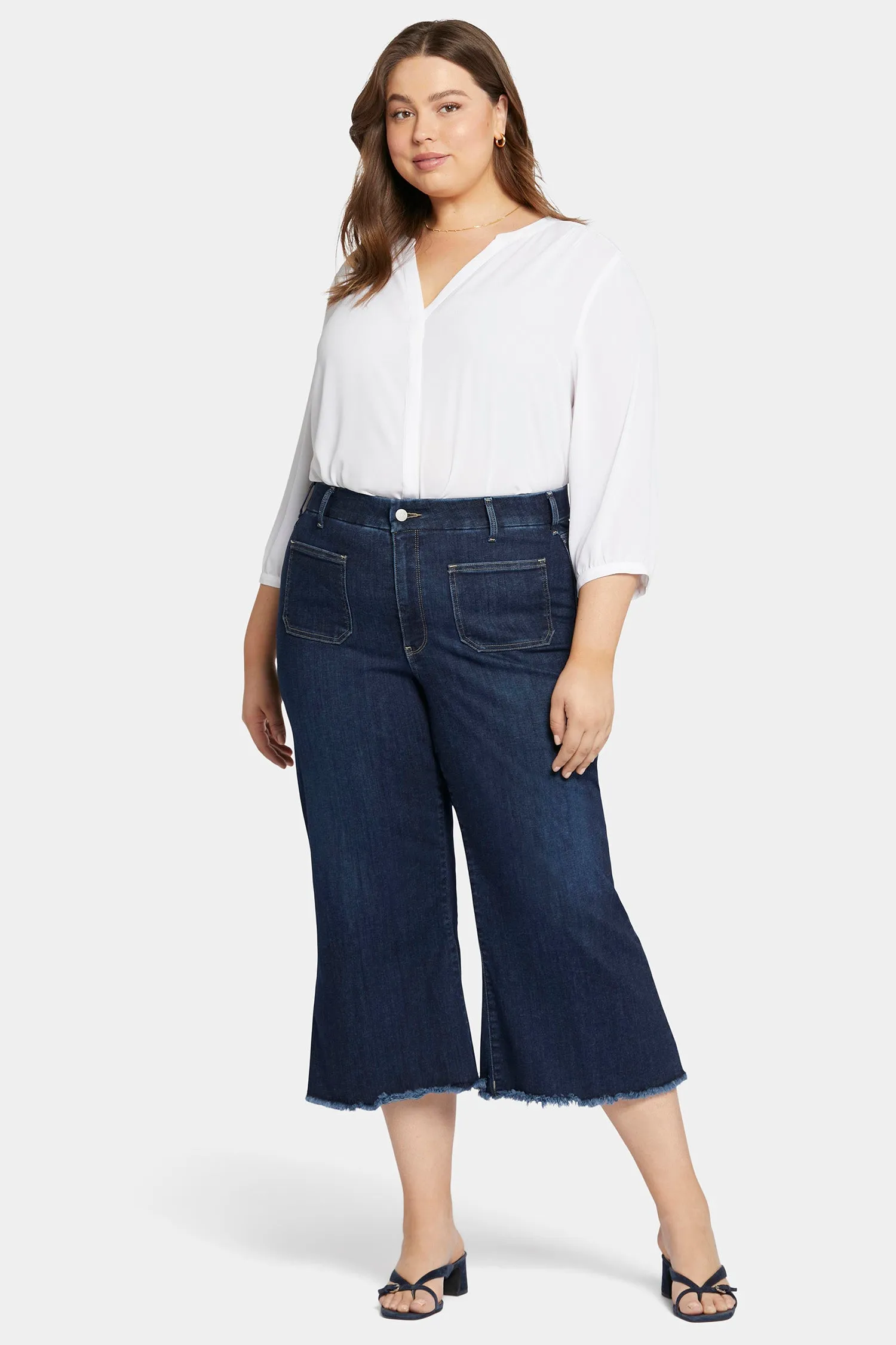 Patchie Wide Leg Capri Jeans In Petite Plus Size - Sublime