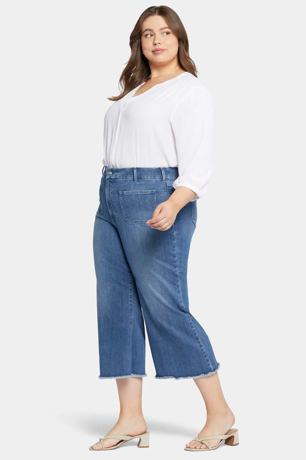 Patchie Wide Leg Capri Jeans In Plus Size - Compass