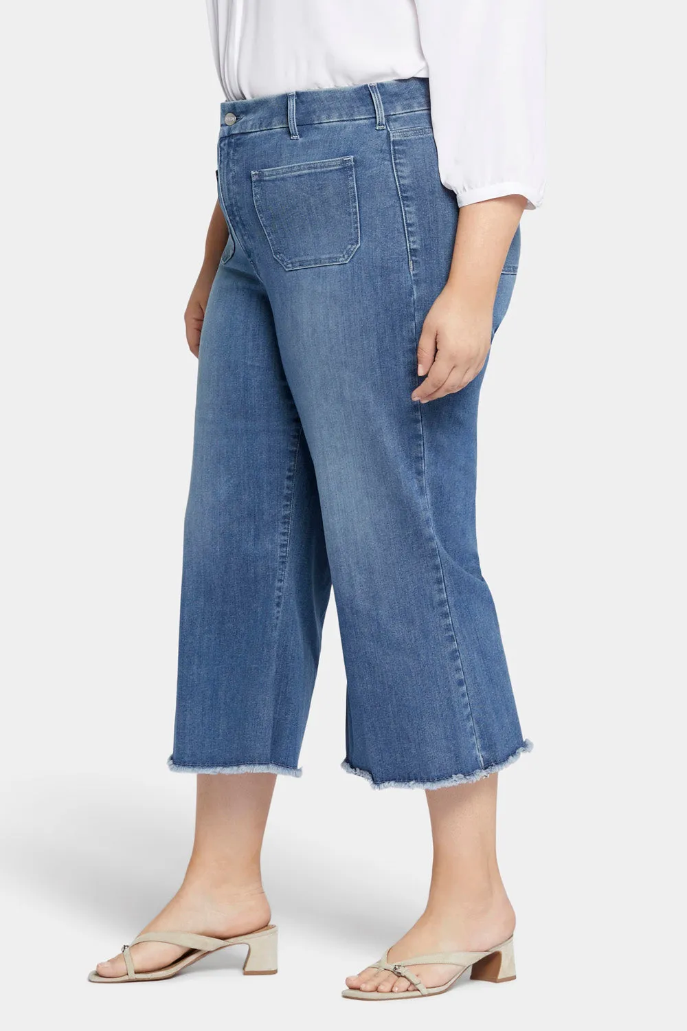 Patchie Wide Leg Capri Jeans In Plus Size - Compass