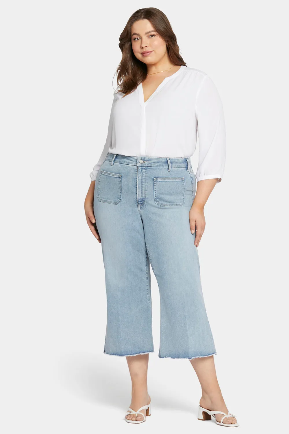 Patchie Wide Leg Capri Jeans In Plus Size - Divine