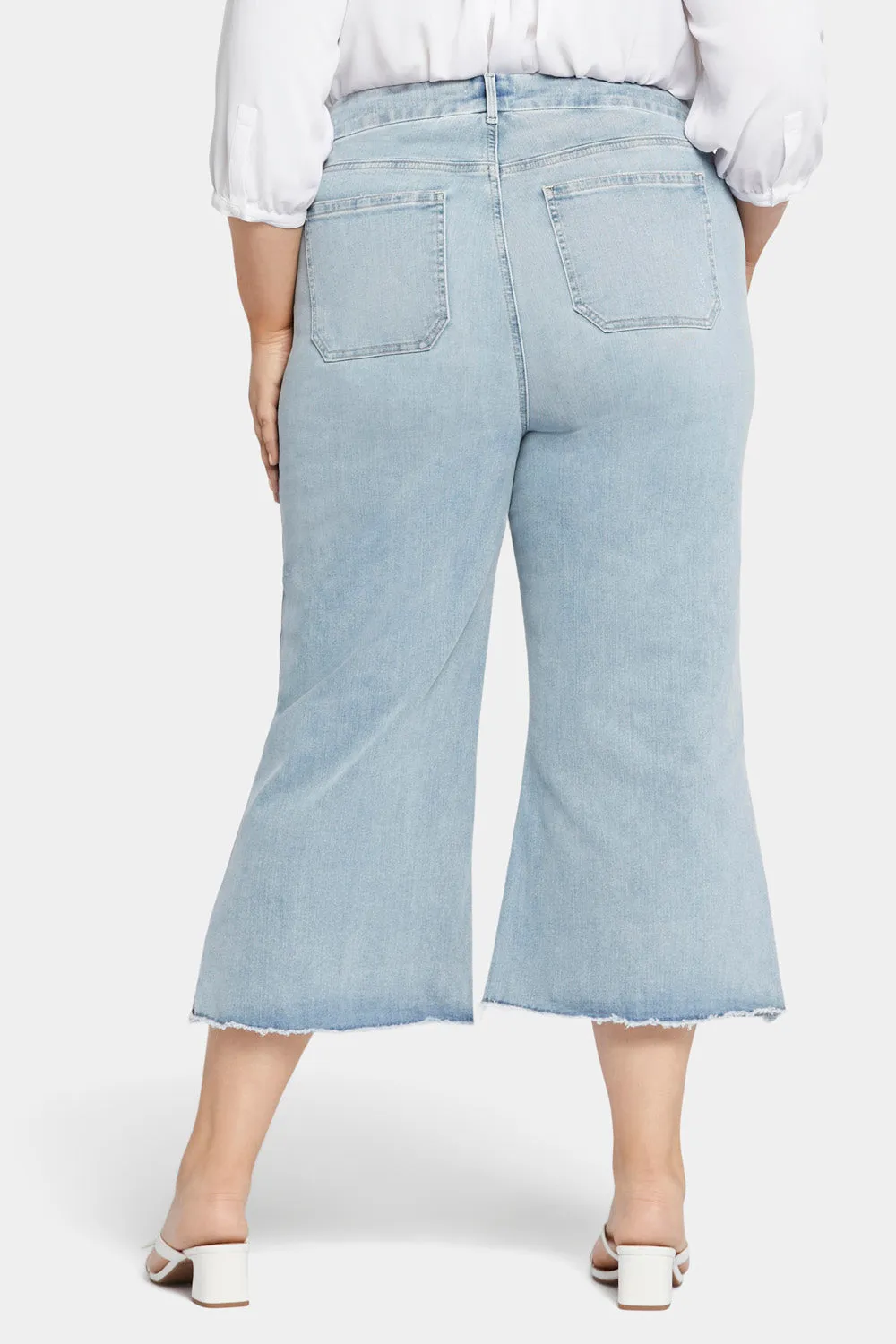 Patchie Wide Leg Capri Jeans In Plus Size - Divine