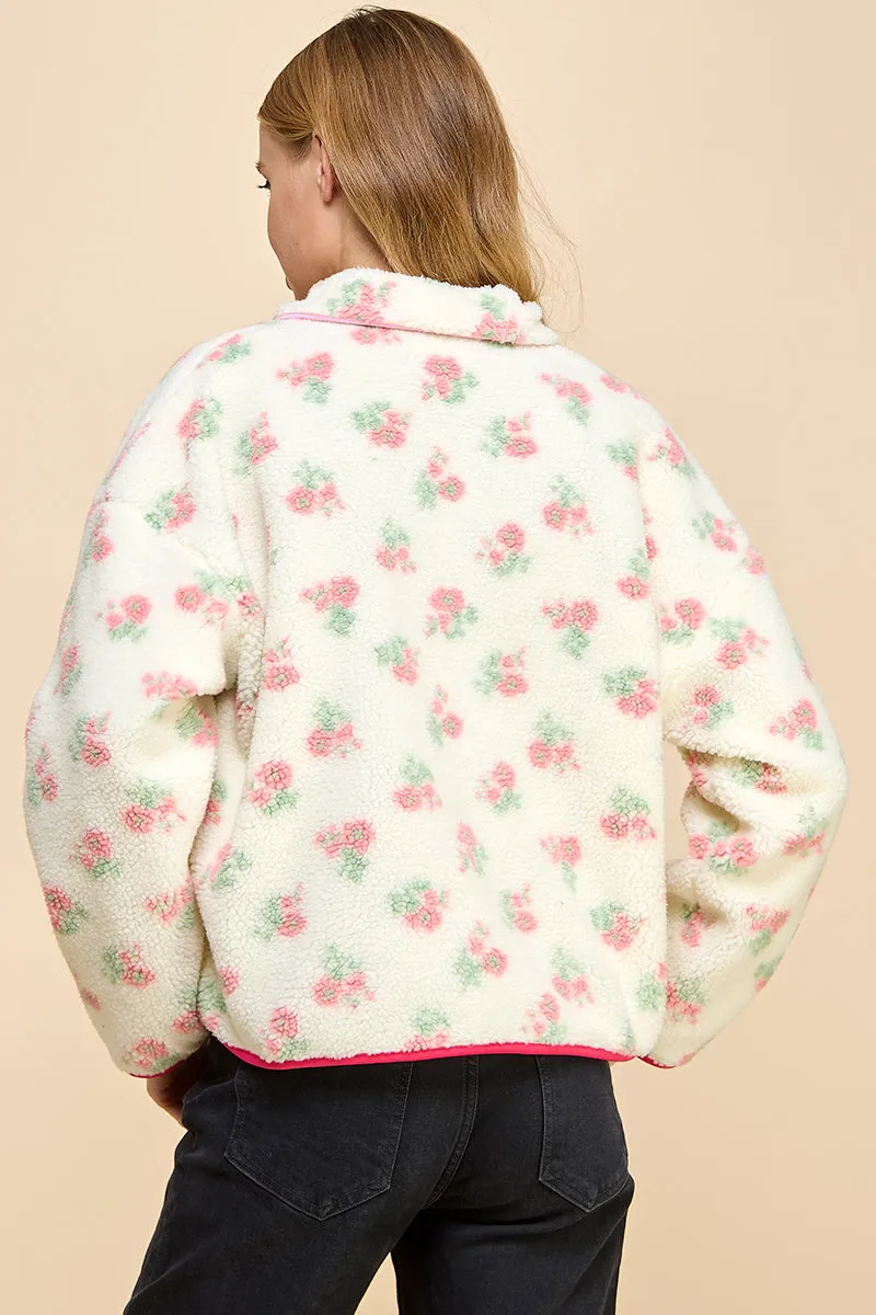 PINK FLORAL SHERPA