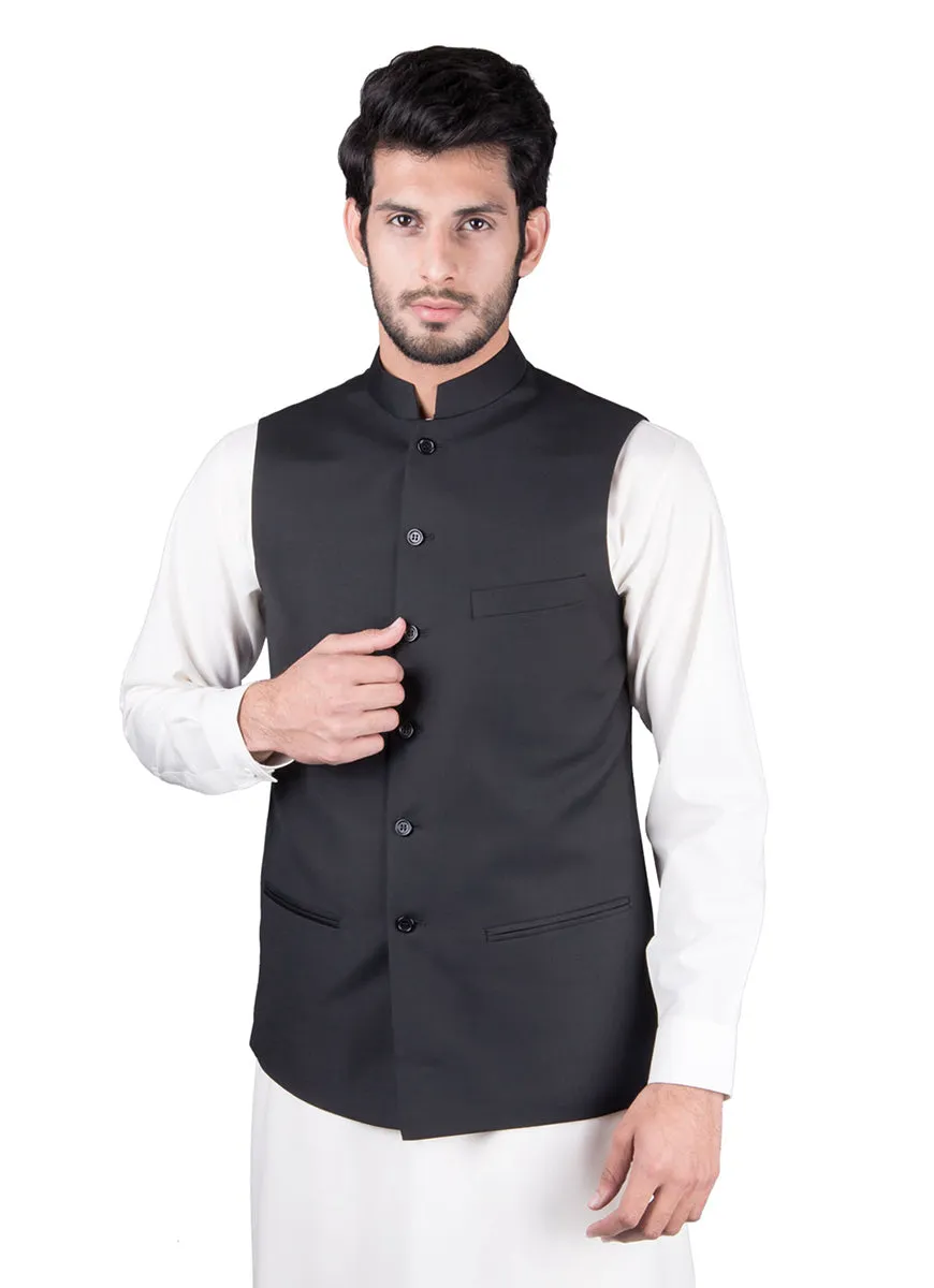 Plain-Black, Wool Blend, Tropical Exclusive, Waist Coat