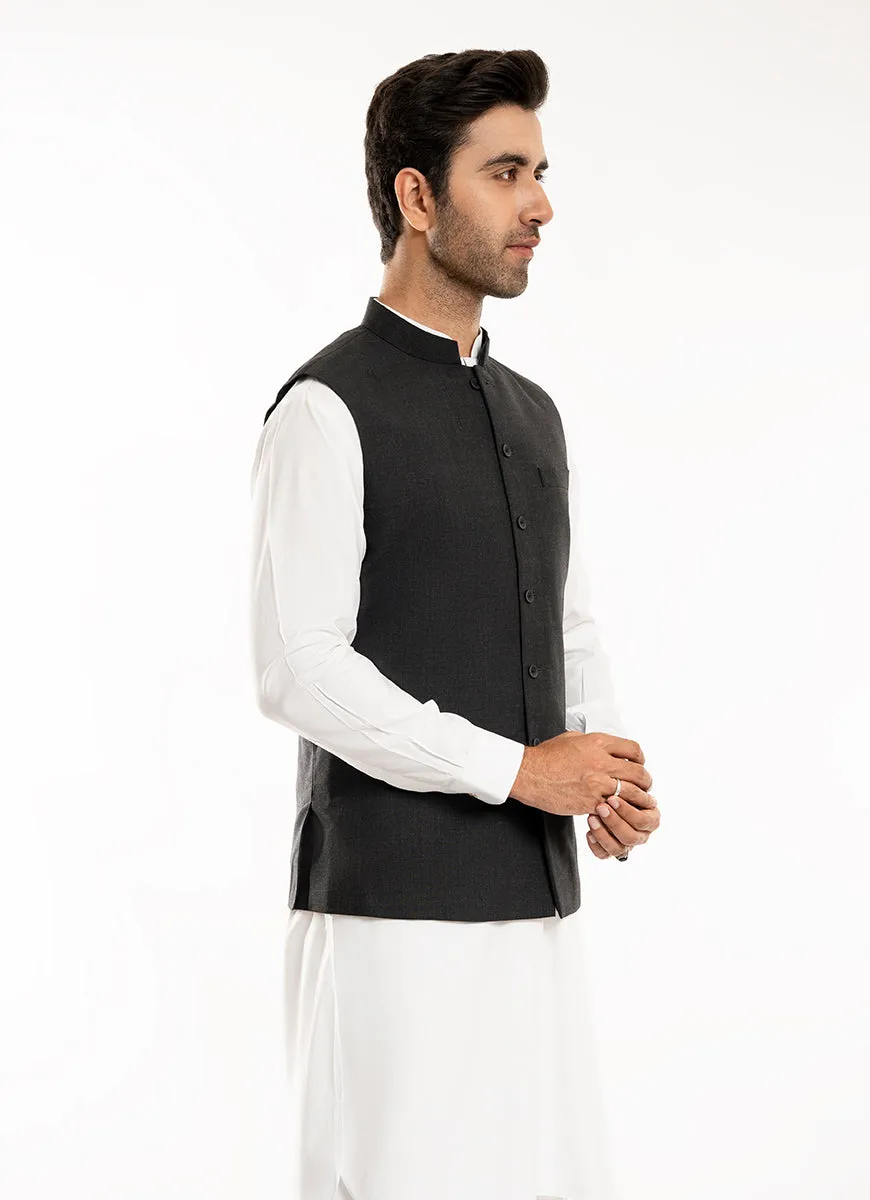 Plain-Grey, Wool Blend Tropical Classic Waist Coat