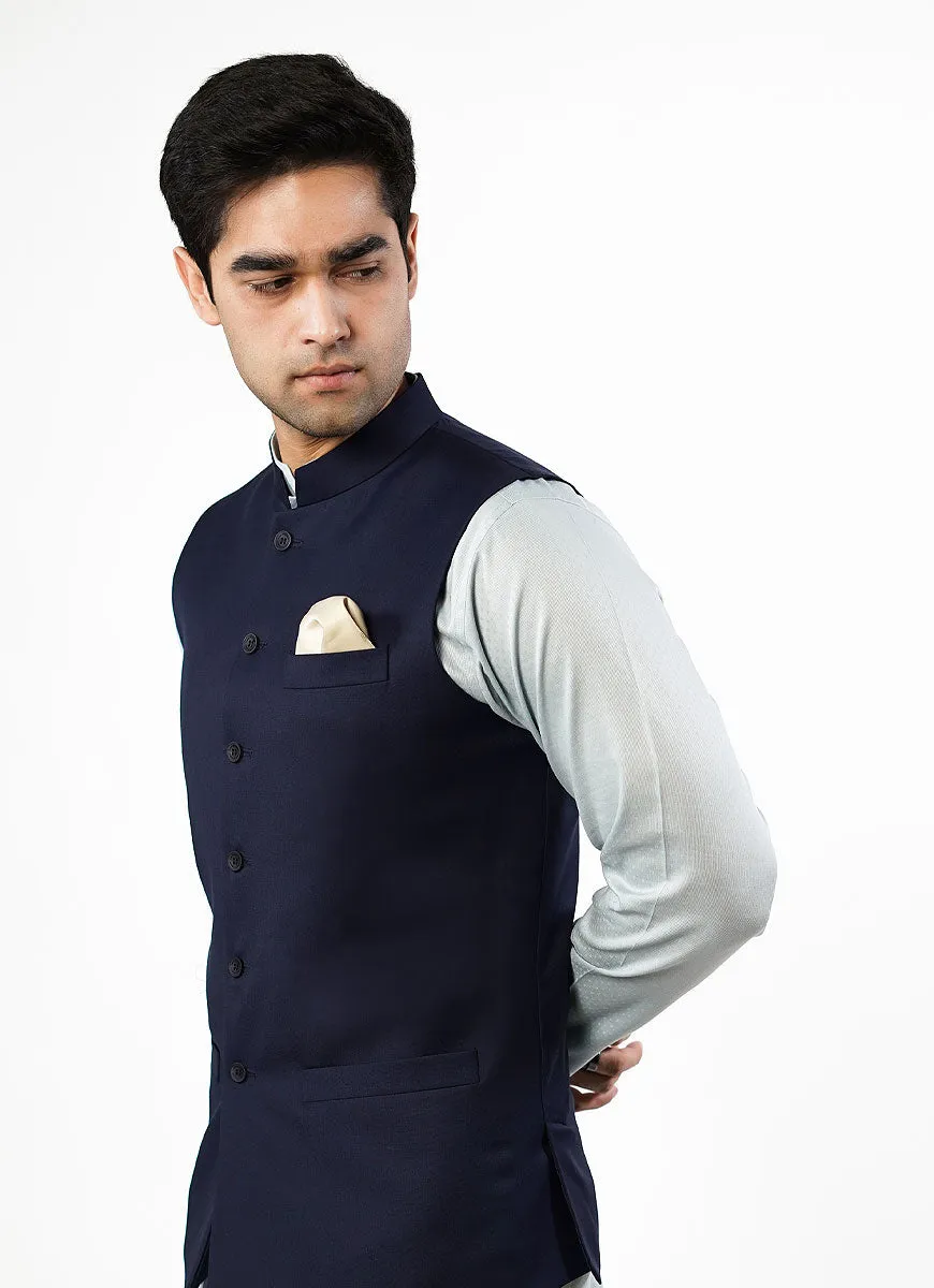 Plain Navy Blue Tropical Exclusive Classic Waist Coat