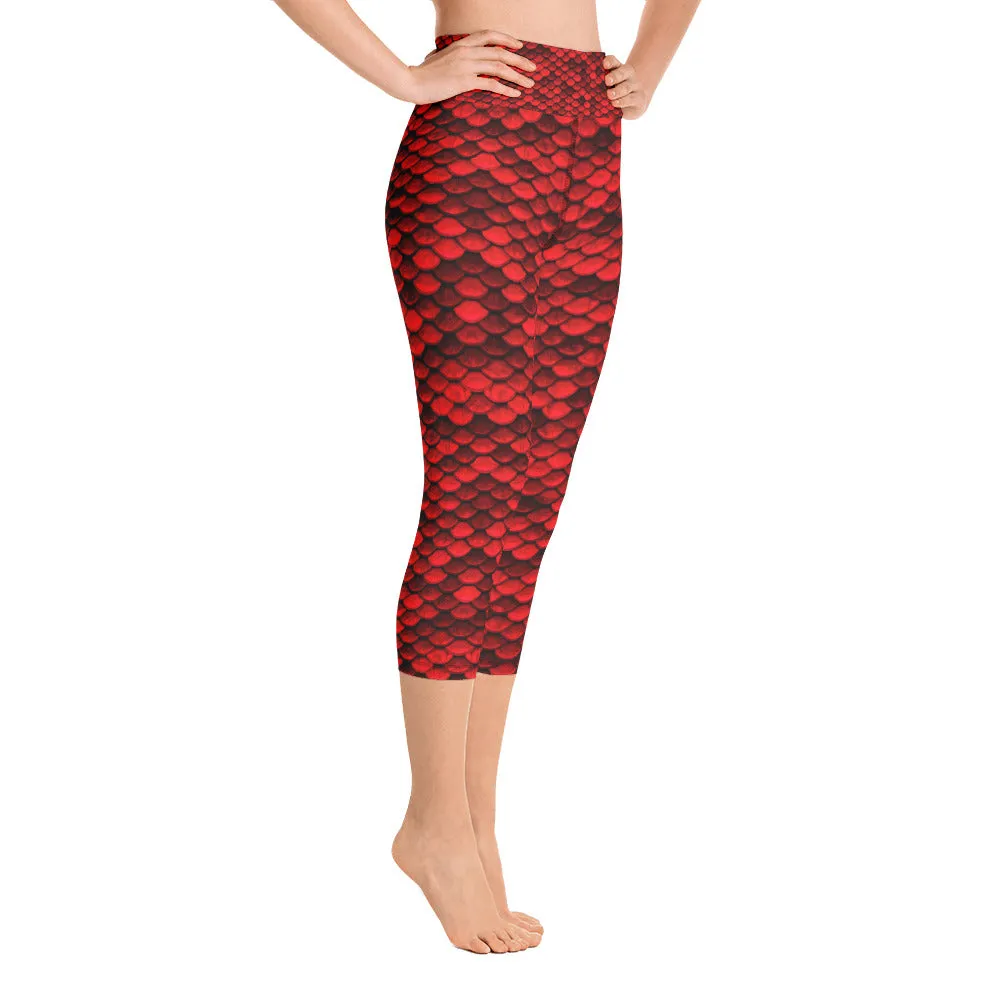 Red Dragon Skin Yoga Capri Leggings