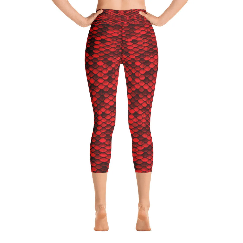 Red Dragon Skin Yoga Capri Leggings