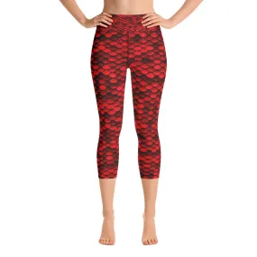 Red Dragon Skin Yoga Capri Leggings