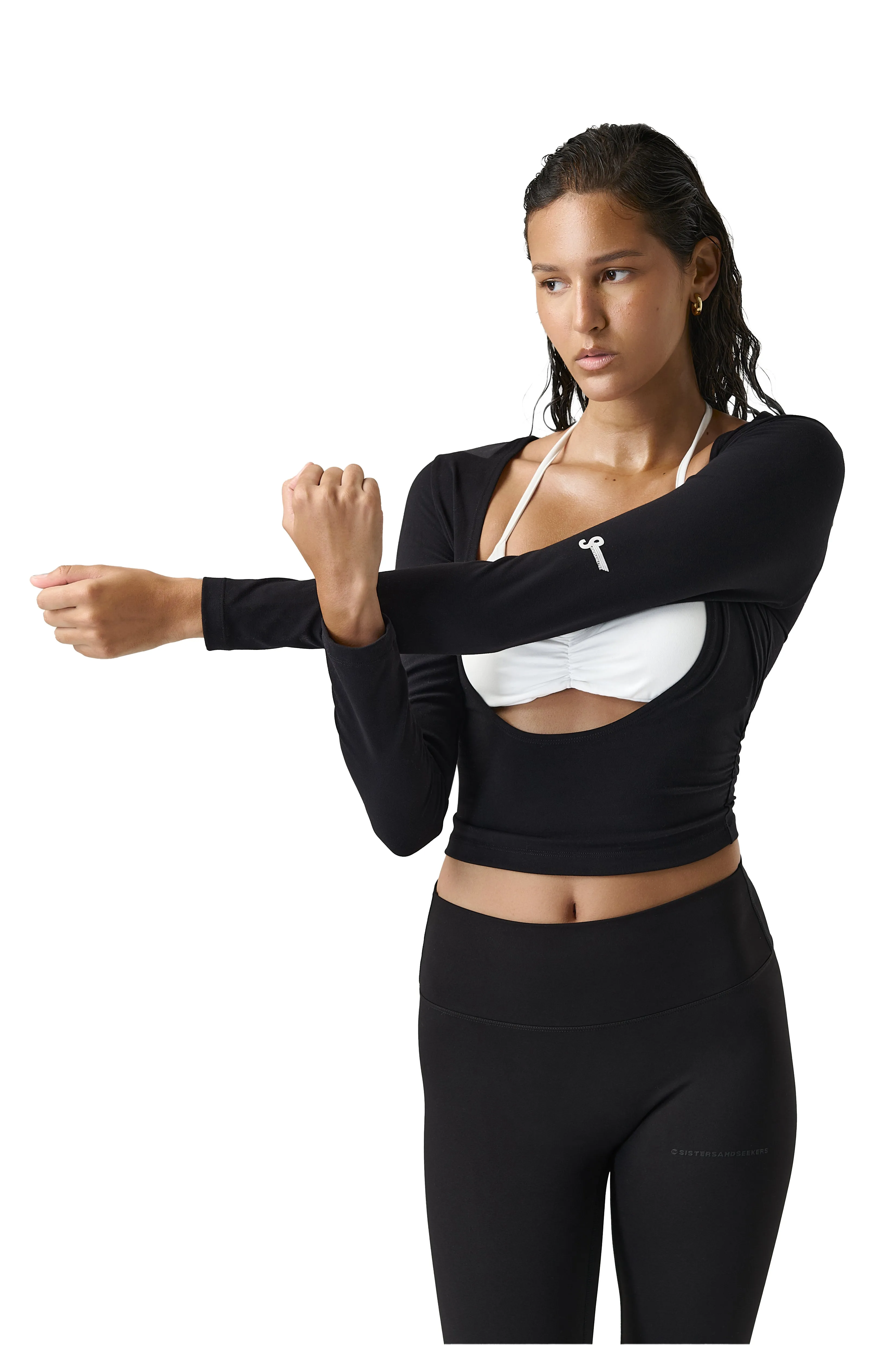 Jet Black Layered Scoop Neck Active Top