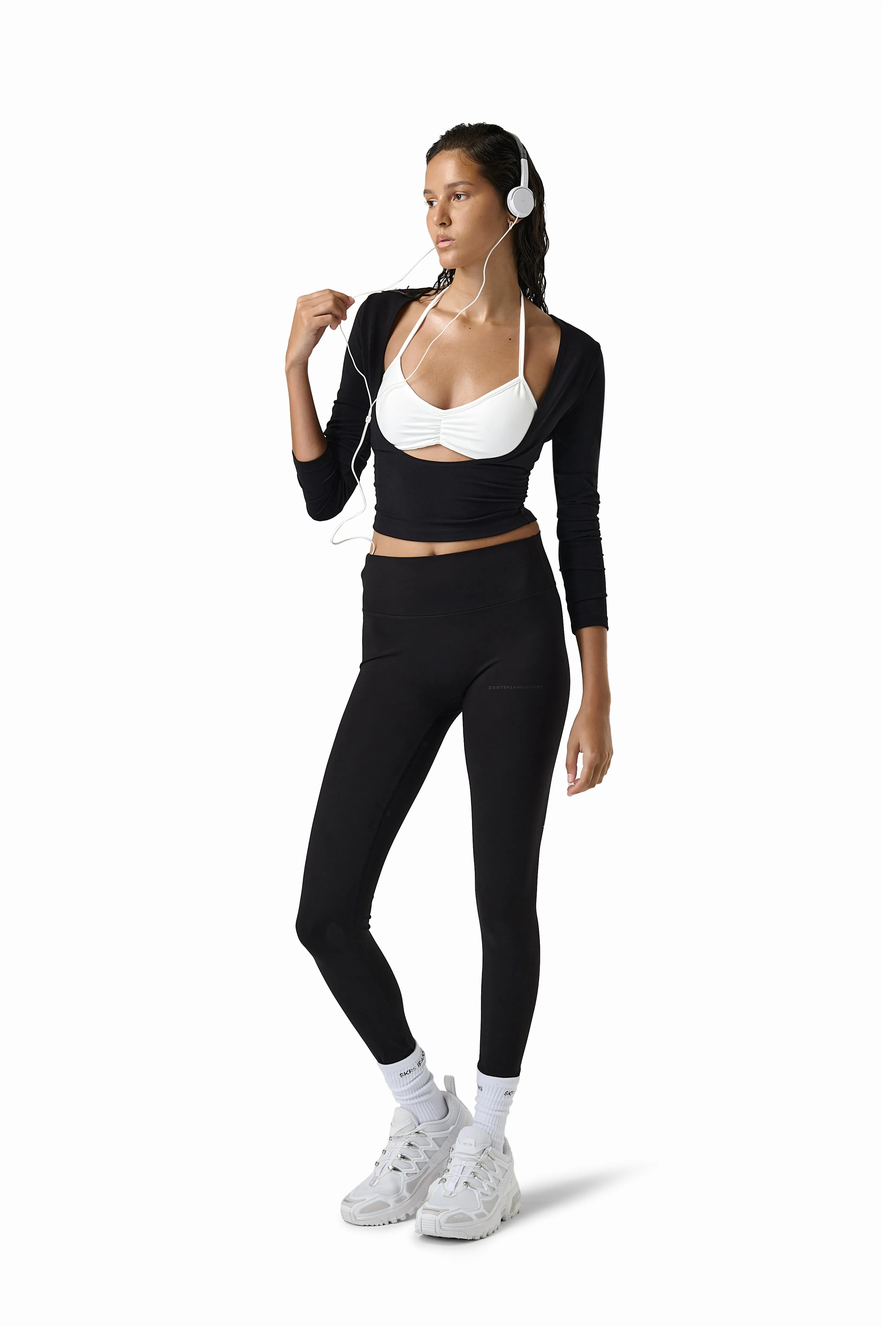 Jet Black Layered Scoop Neck Active Top