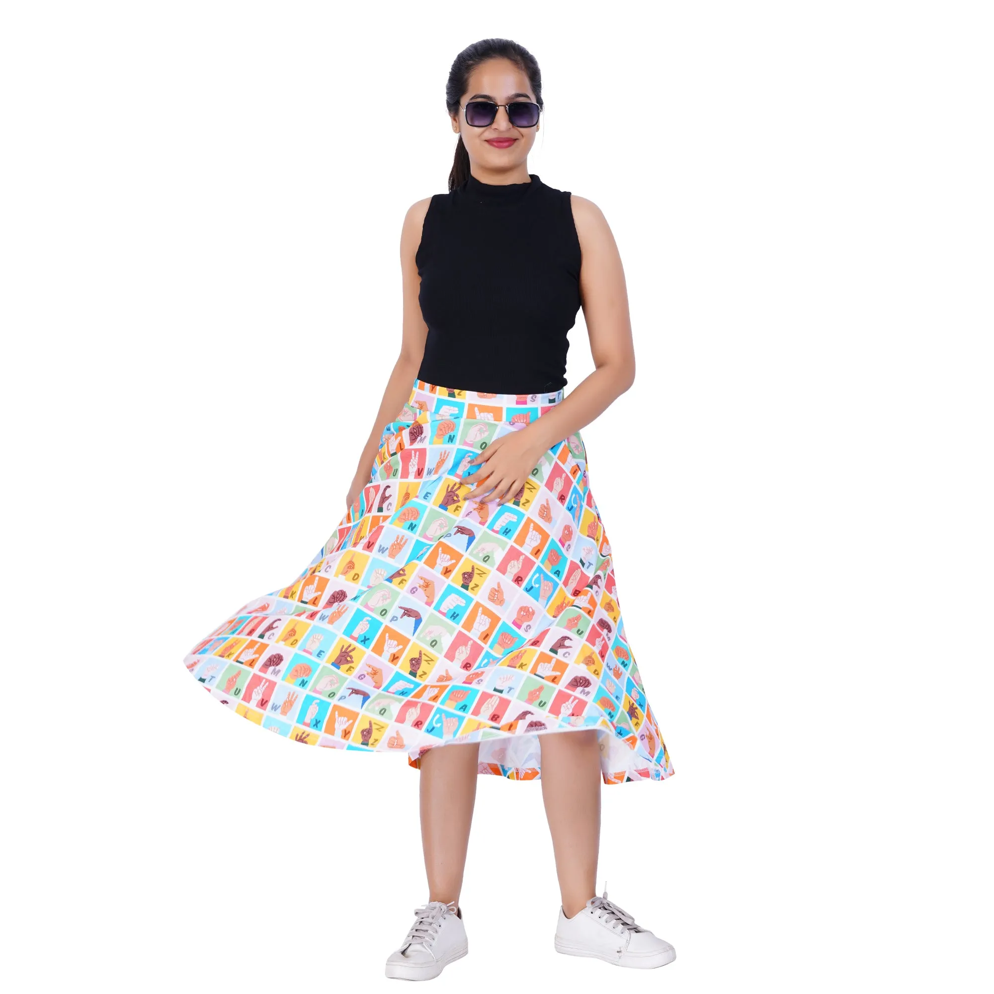 Sign Language 3/4th Twirl Skirt