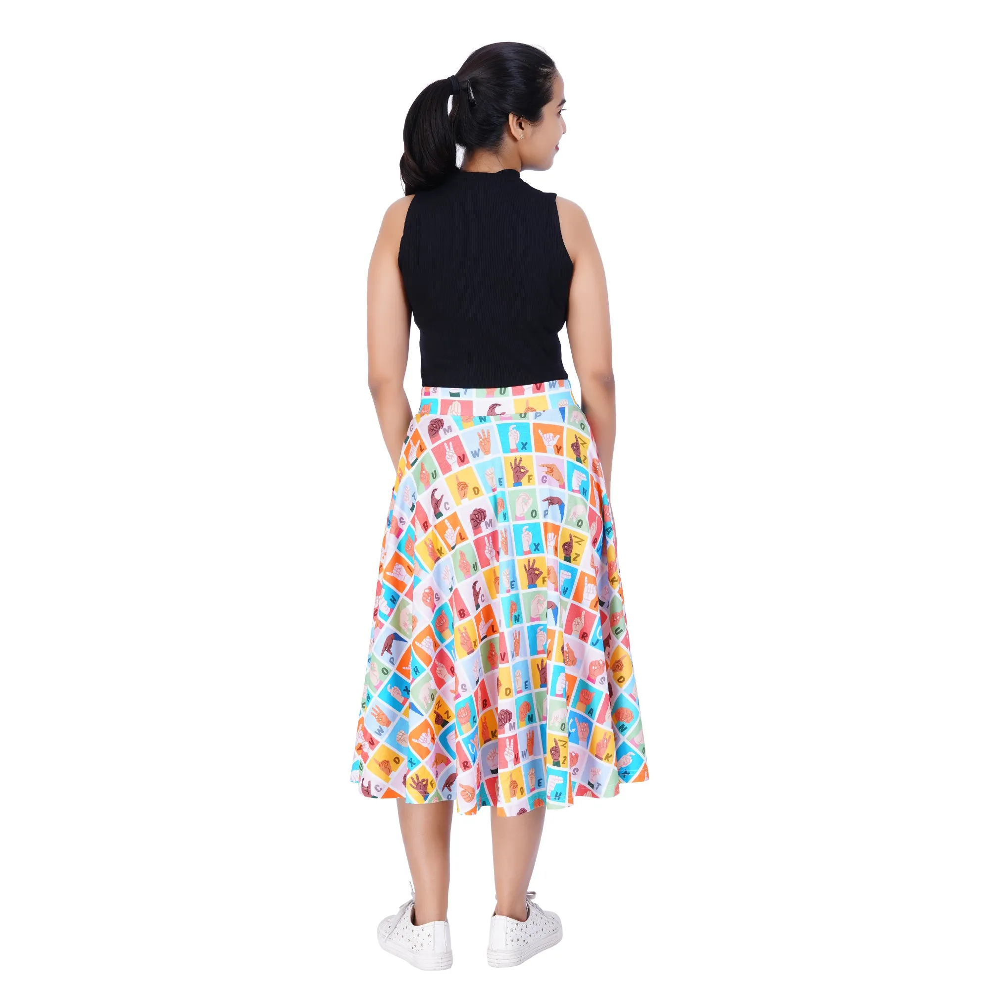 Sign Language 3/4th Twirl Skirt