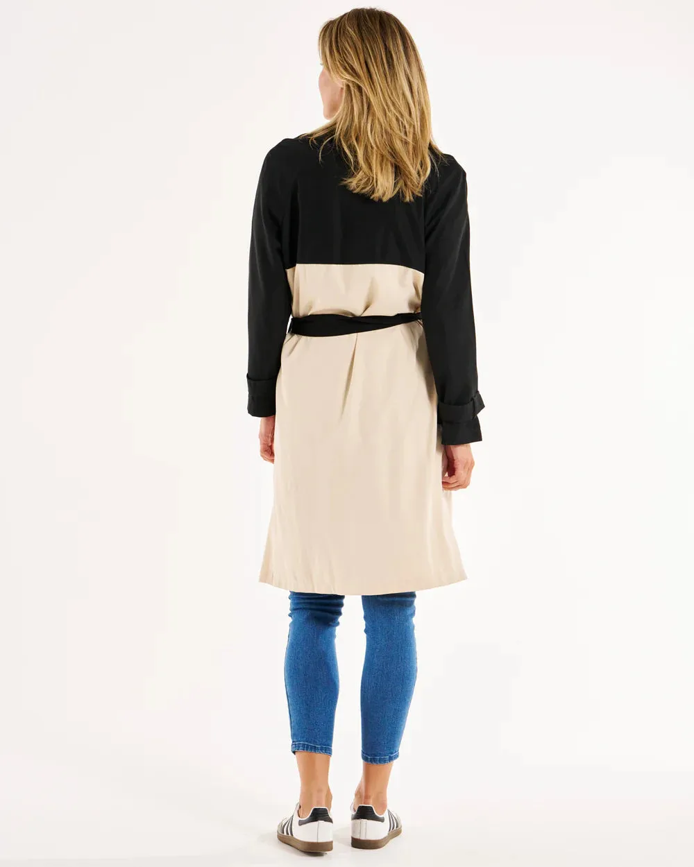 Splice Trench Coat - Black/Ivory